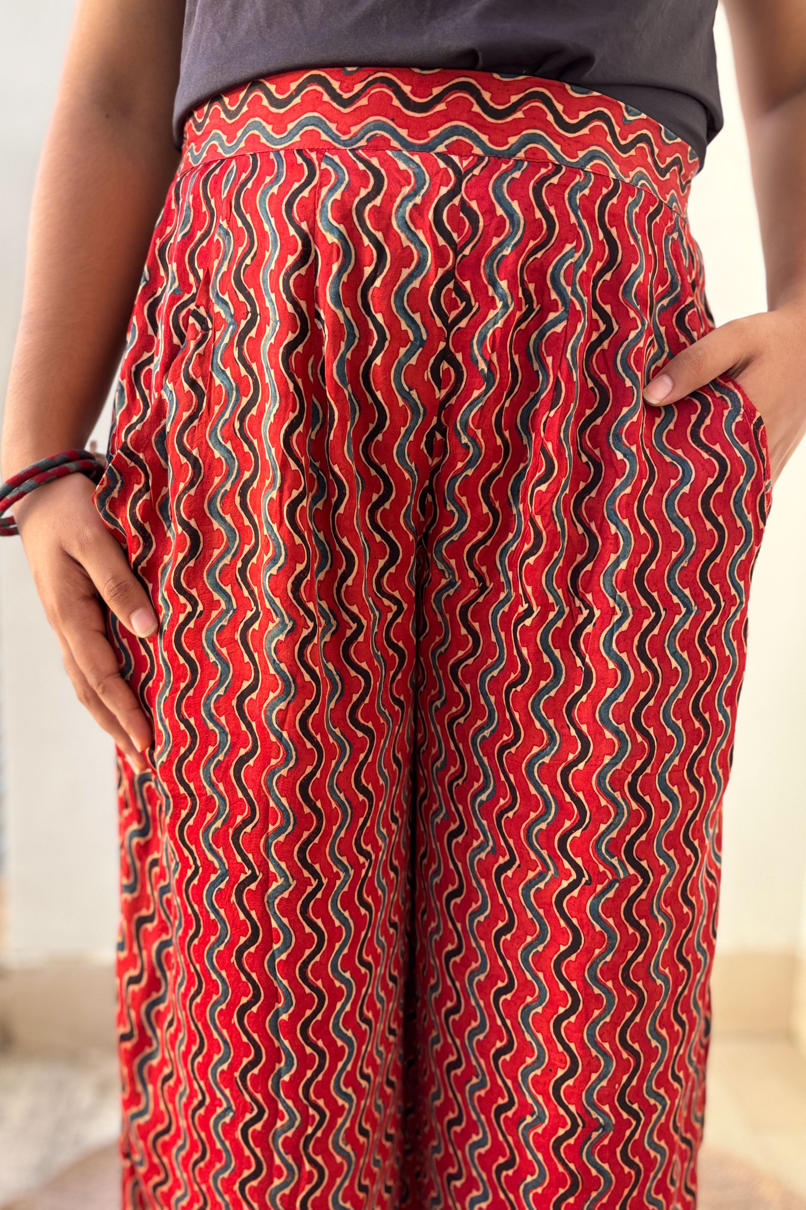 Ravani Stripes Madder Red Short Palazzo