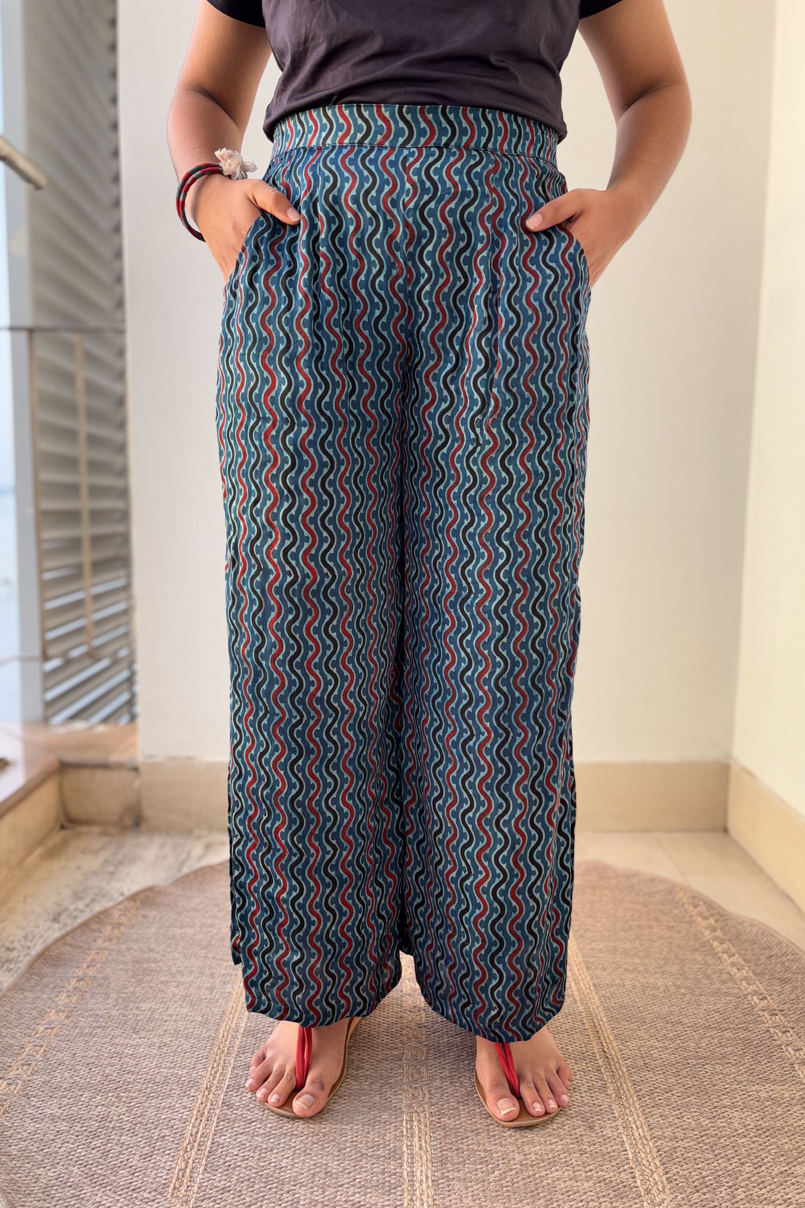 Ravani Stripes Indigo Blue Parallel Pants