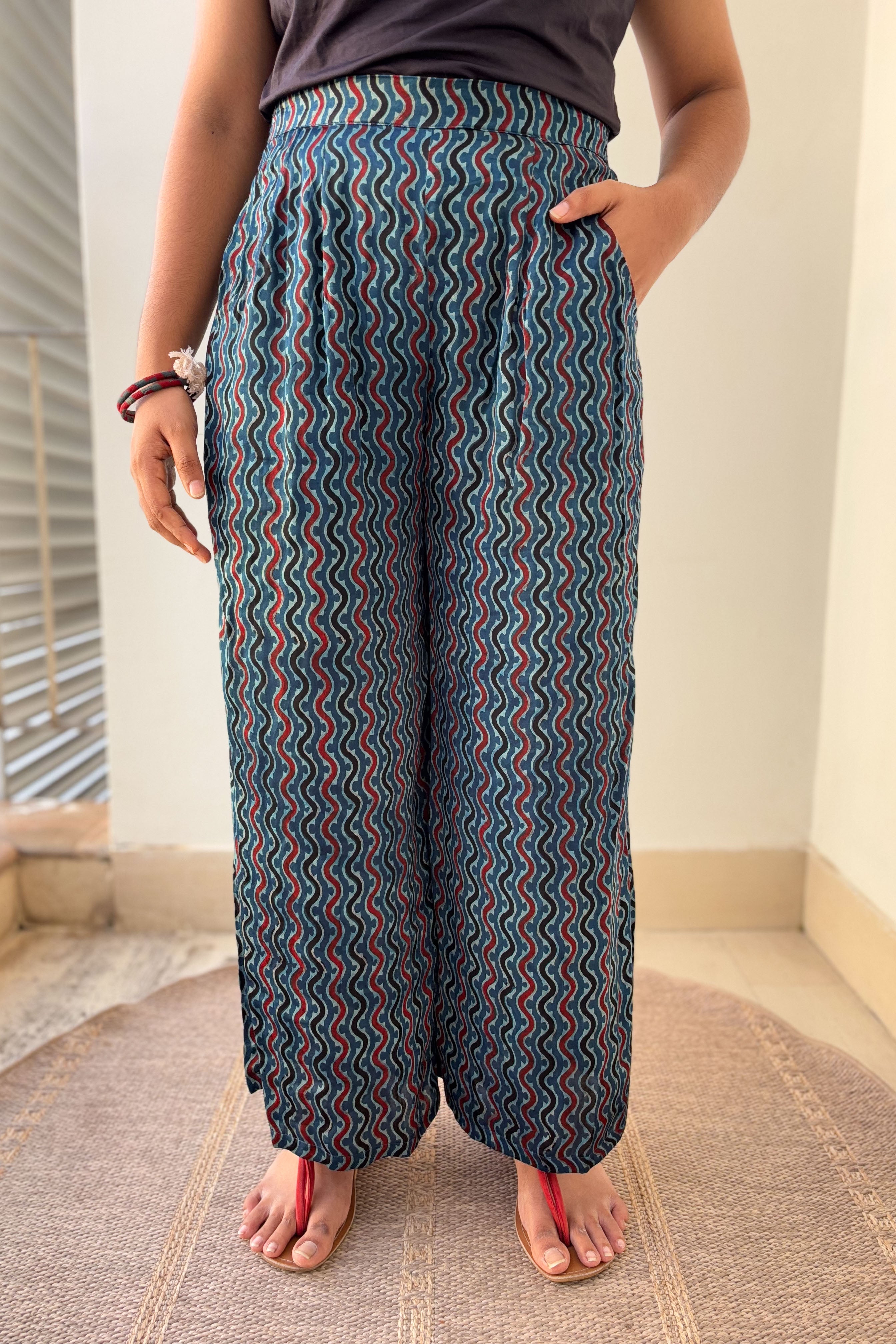 Ravani Stripes Indigo Blue Parallel Pants