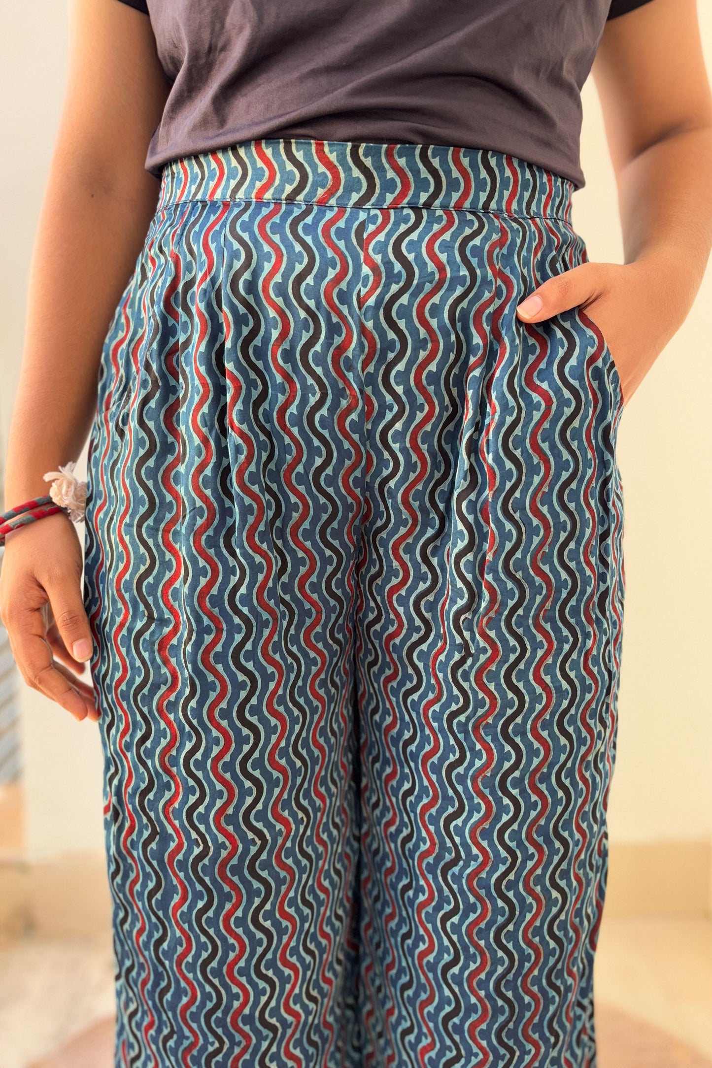Ravani Stripes Indigo Blue Parallel Pants