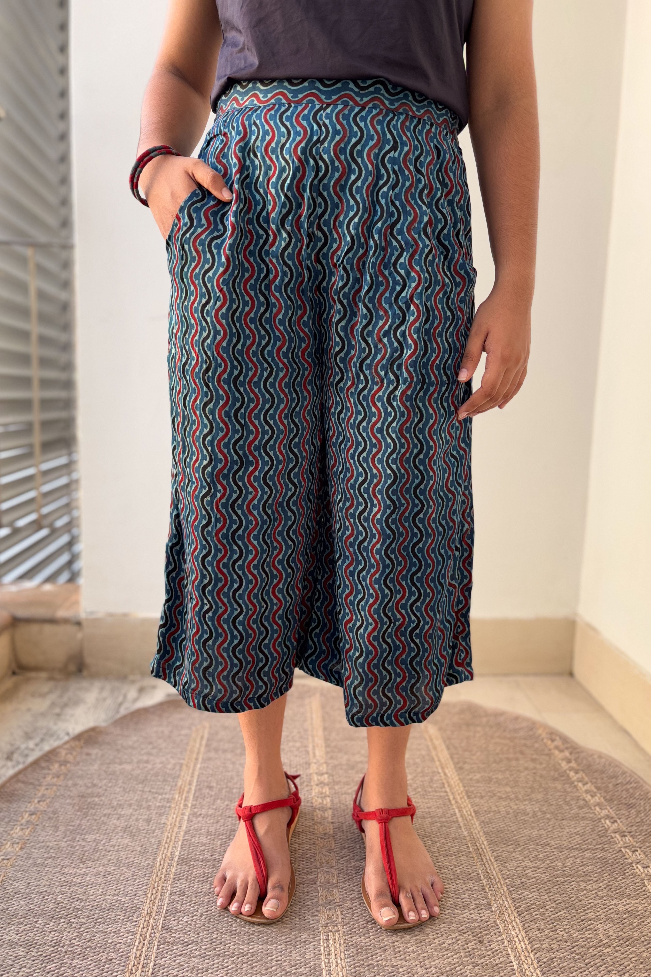 Ravani Stripes Indigo Blue Short Palazzo