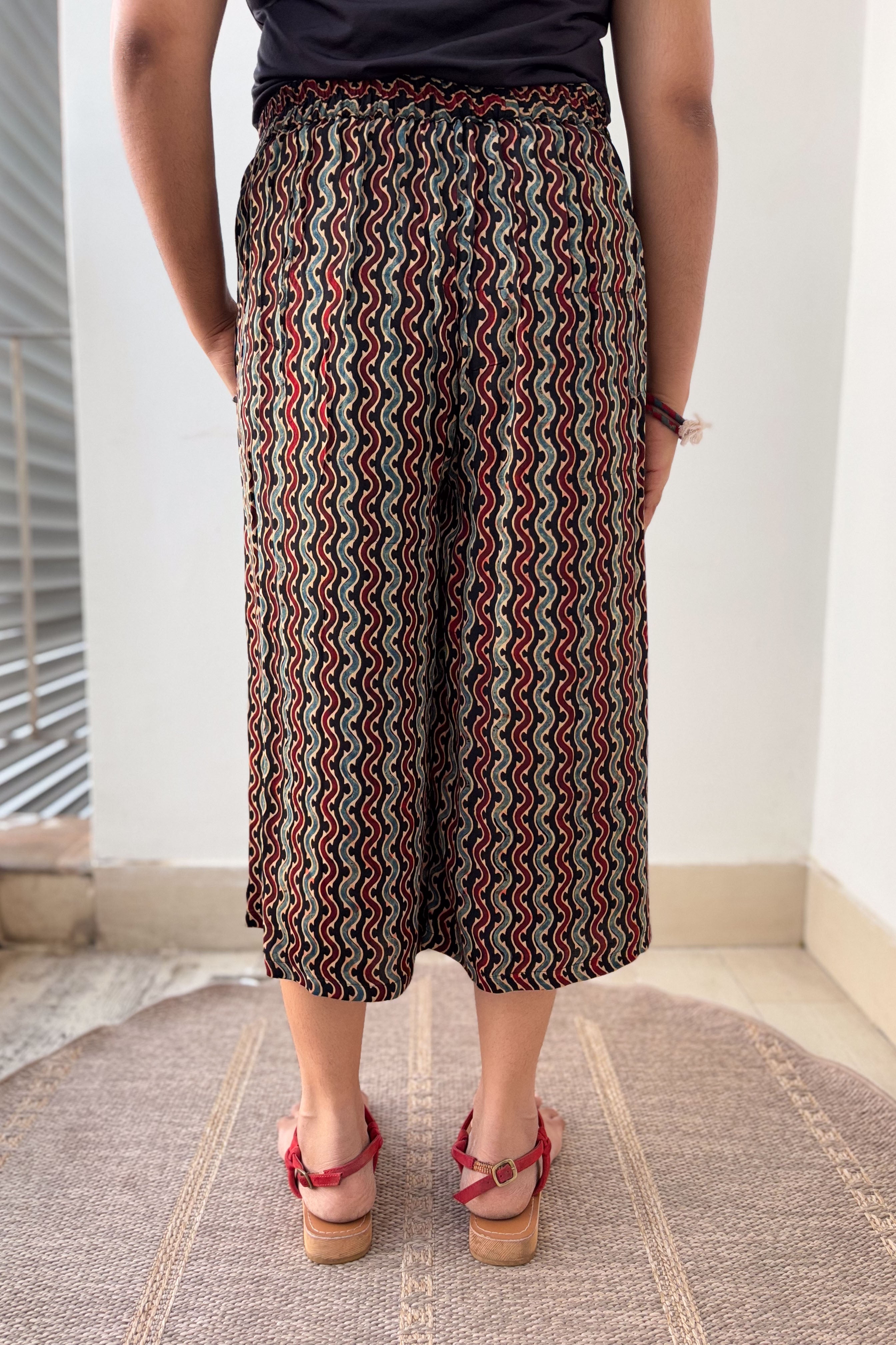 Ravani Stripes Black Short Palazzo