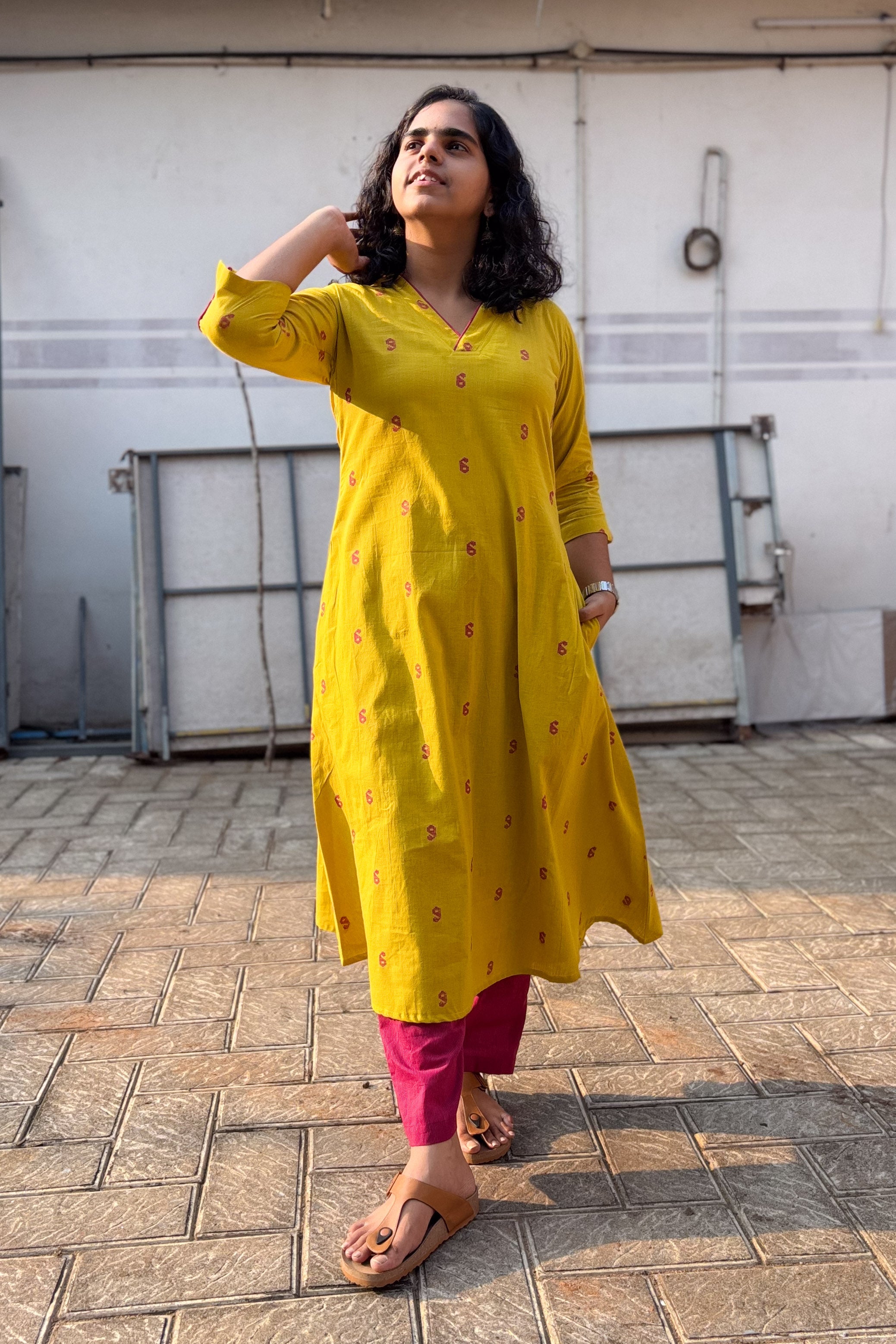 Lemon South Cotton Aline Kurta