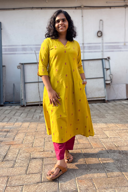 Set of 2- Lemon South Cotton Kurta & Pants