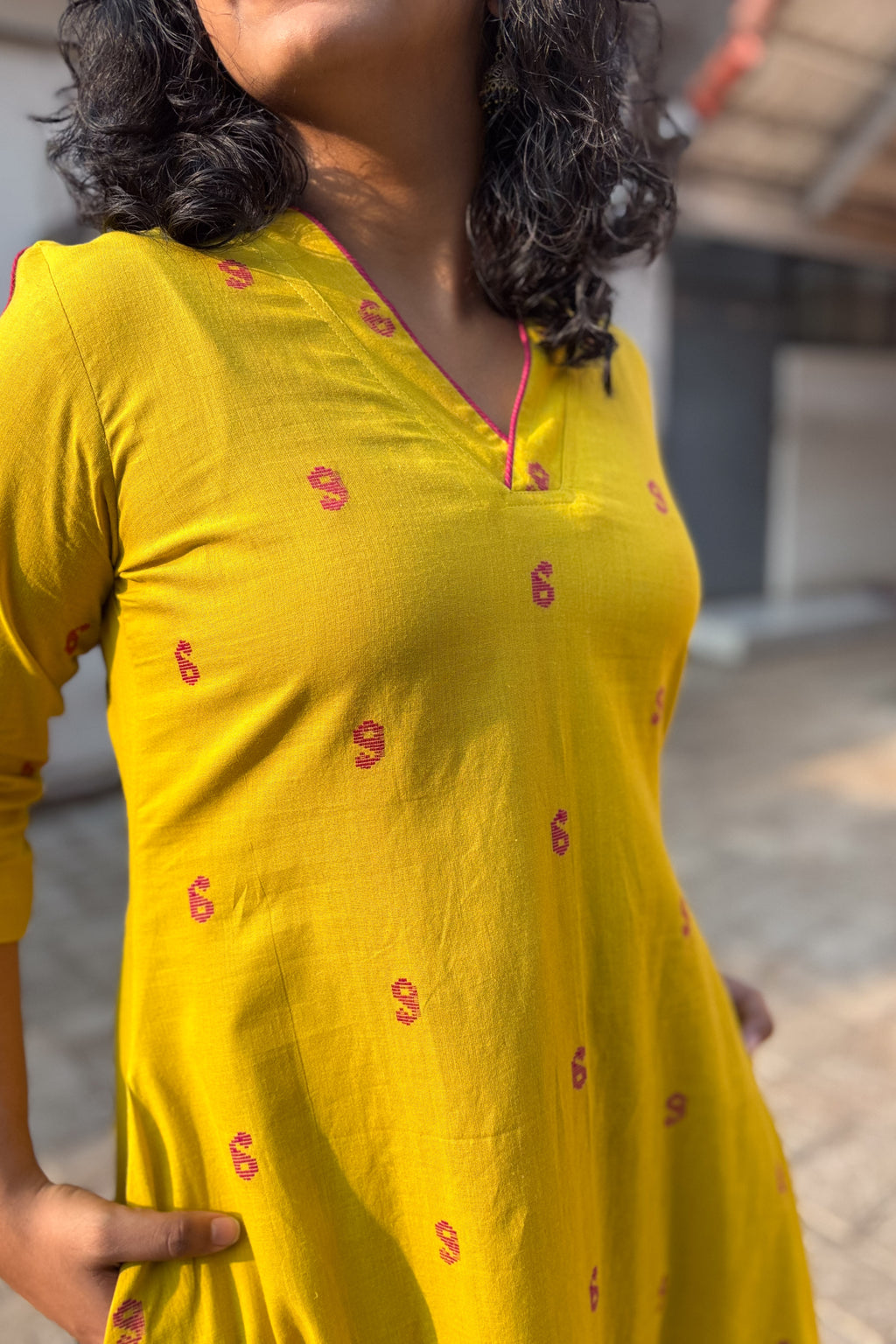 Lemon South Cotton Aline Kurta
