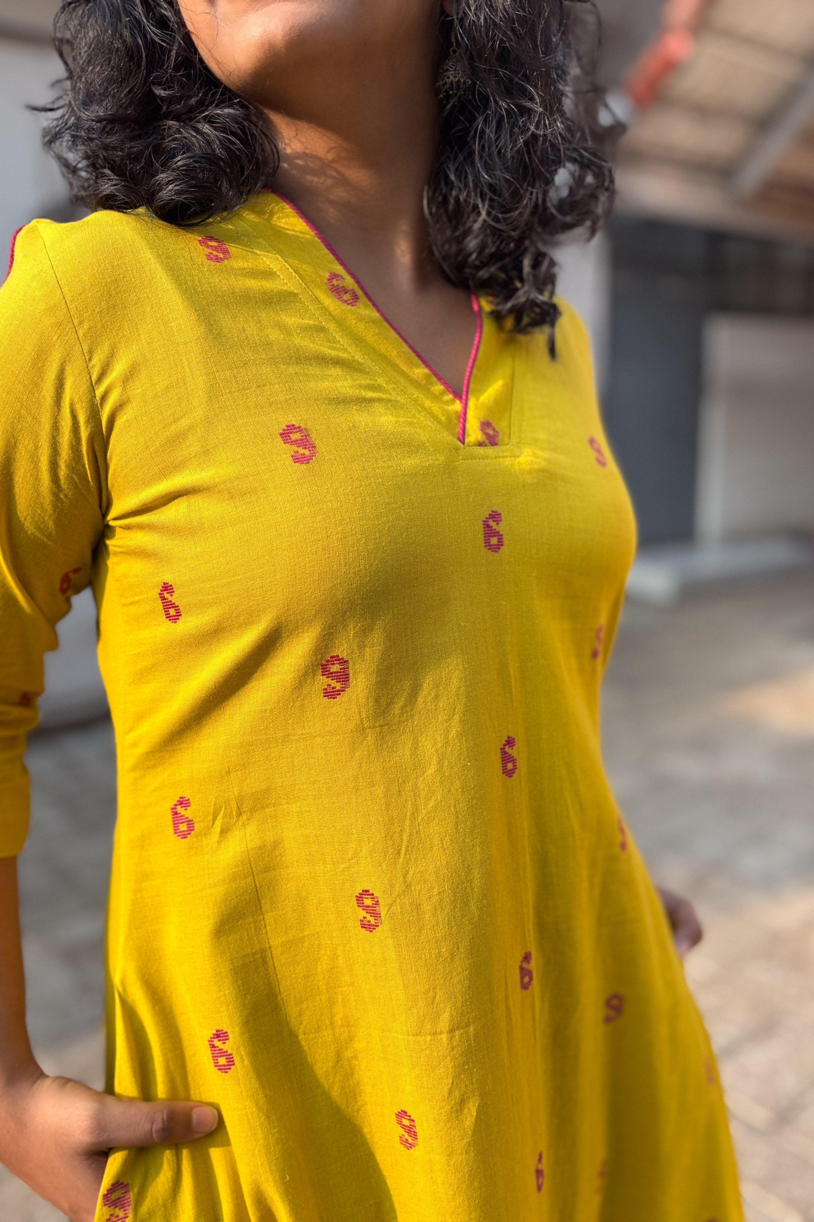 Lemon South Cotton Aline Kurta