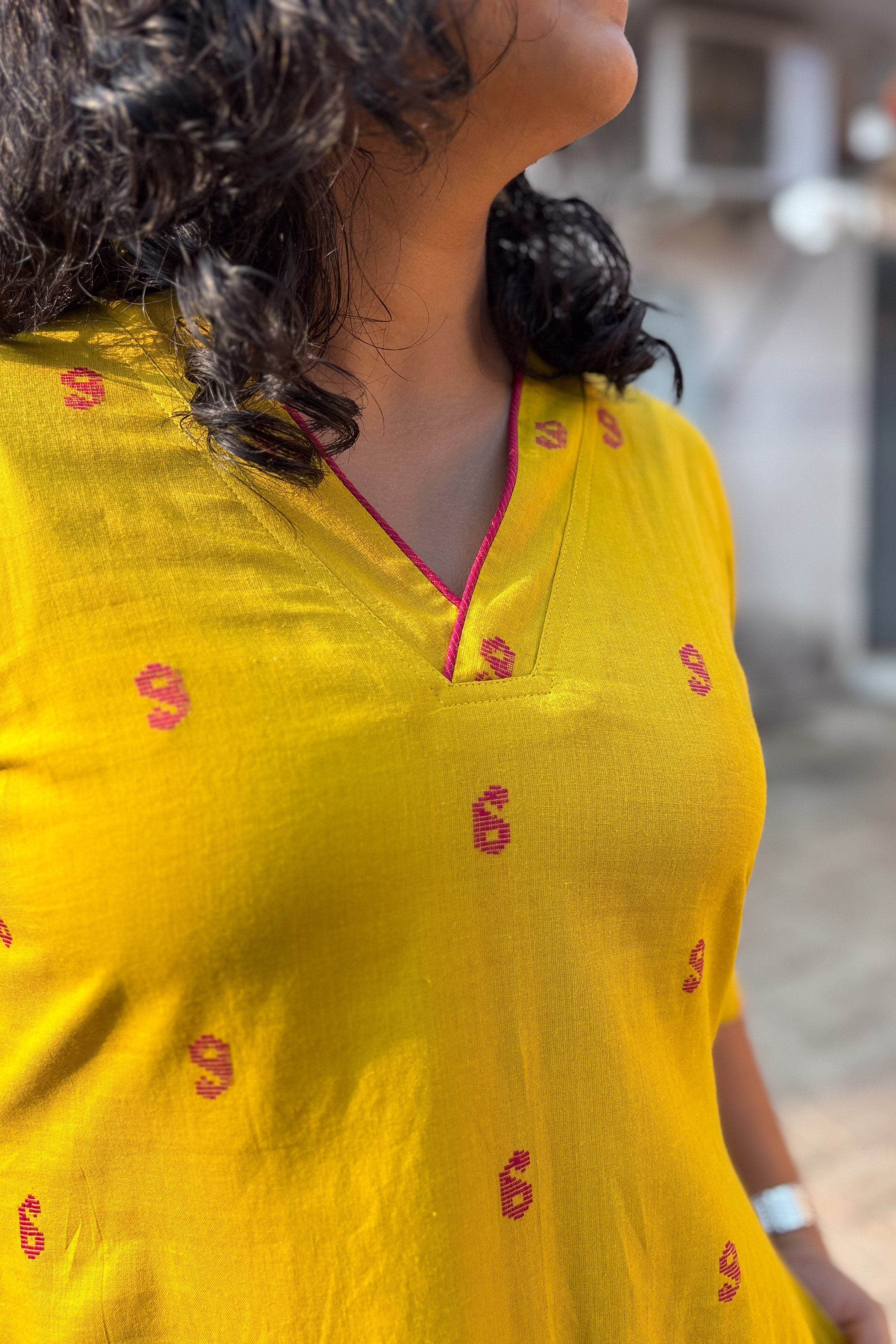 Lemon South Cotton Aline Kurta