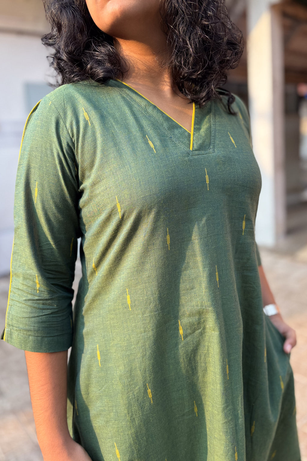 Olive South Cotton Aline Kurta