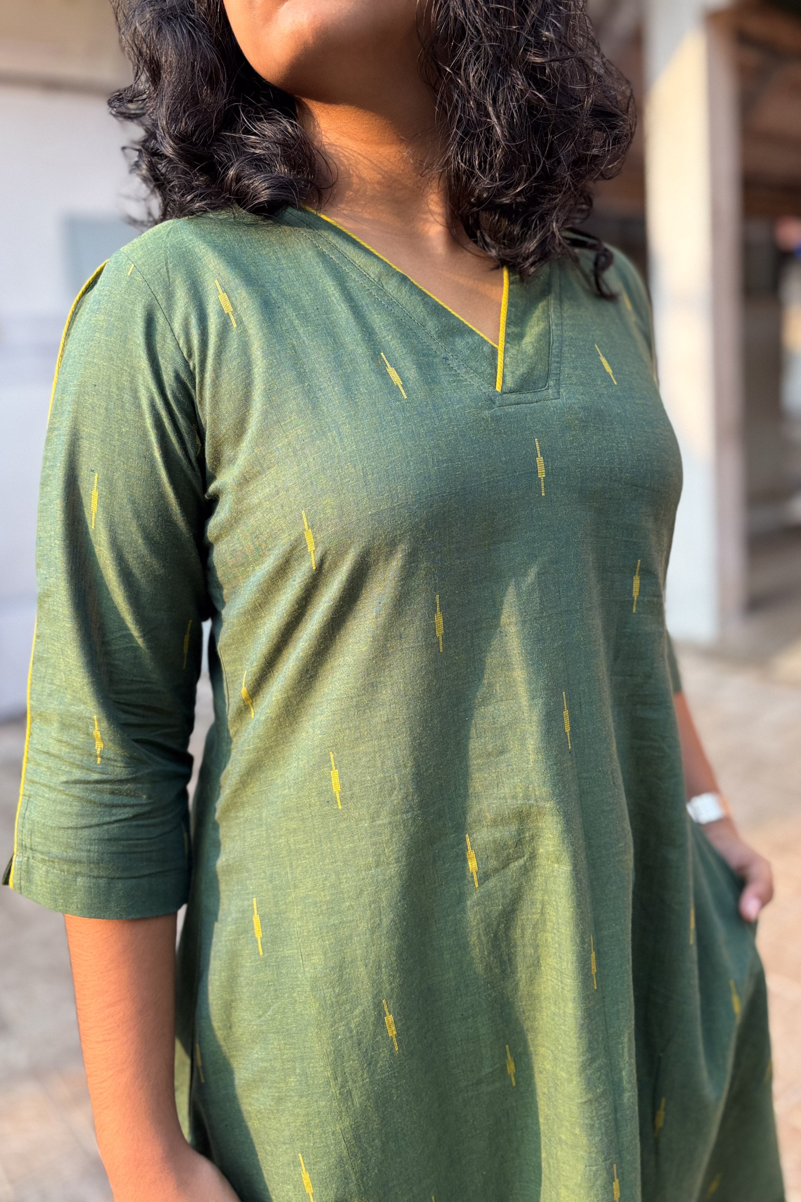 Olive South Cotton Aline Kurta