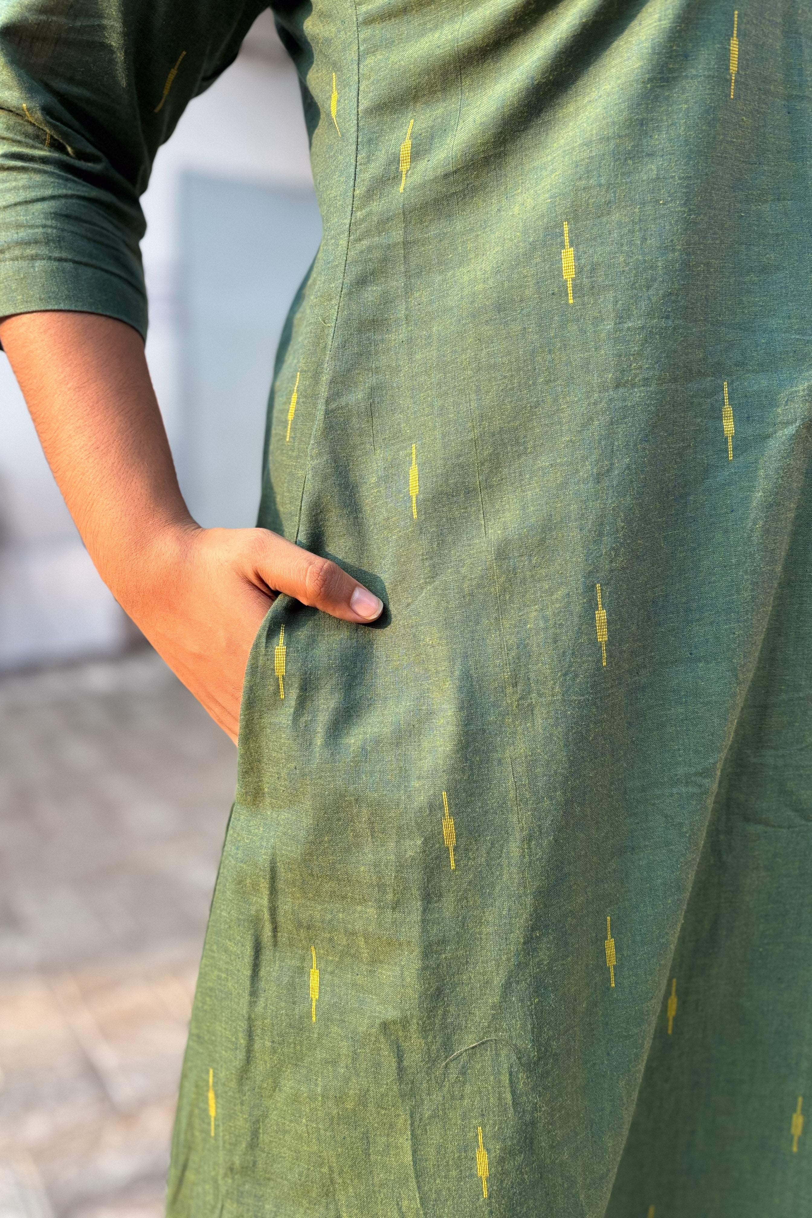 Olive South Cotton Aline Kurta
