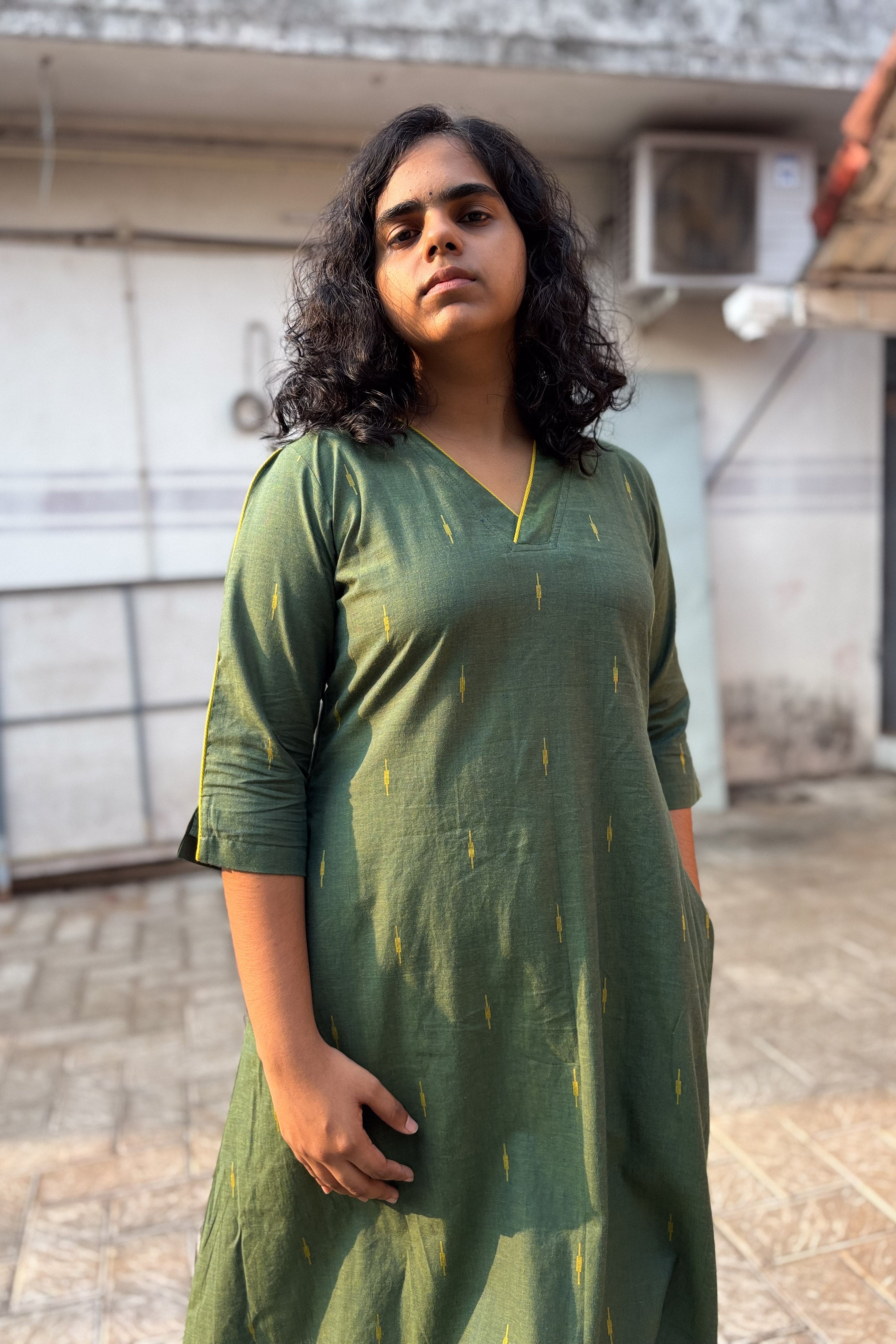 Olive South Cotton Aline Kurta