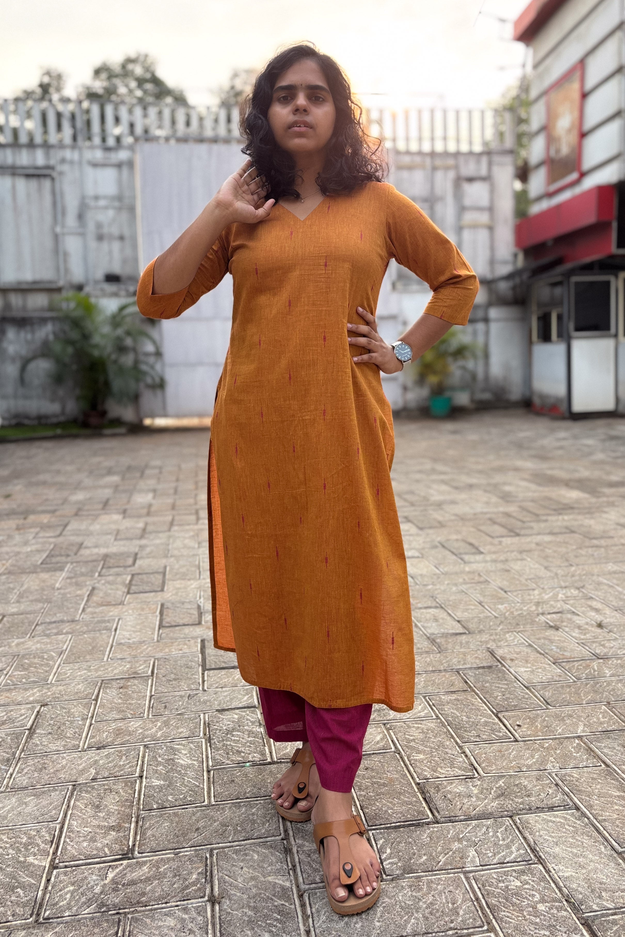 Copper South Cotton Straight Kurta