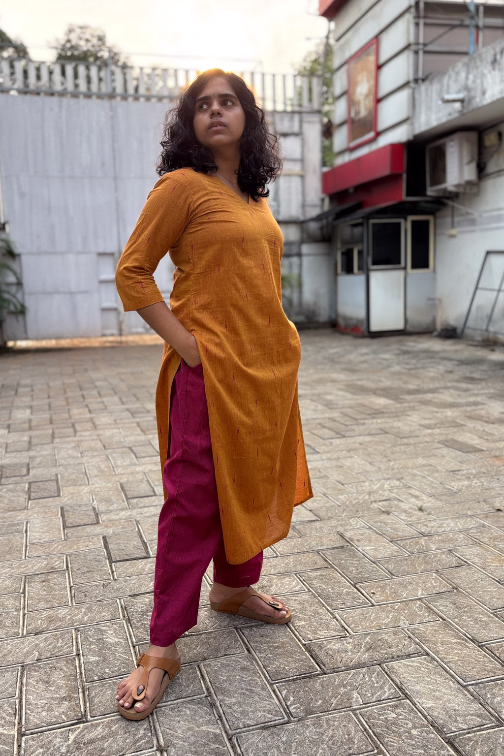 Copper South Cotton Straight Kurta