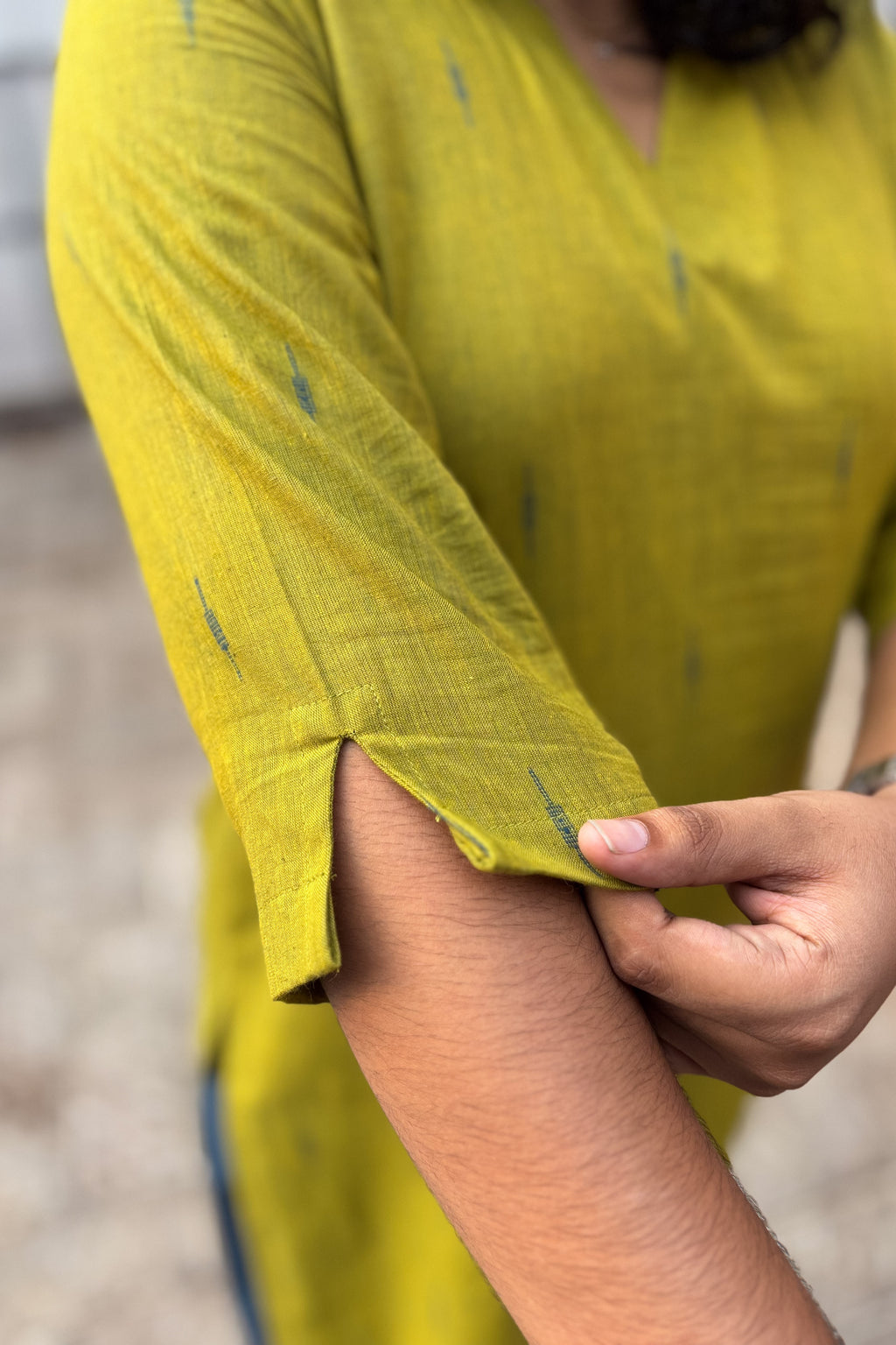 Lime South Cotton Straight Kurta