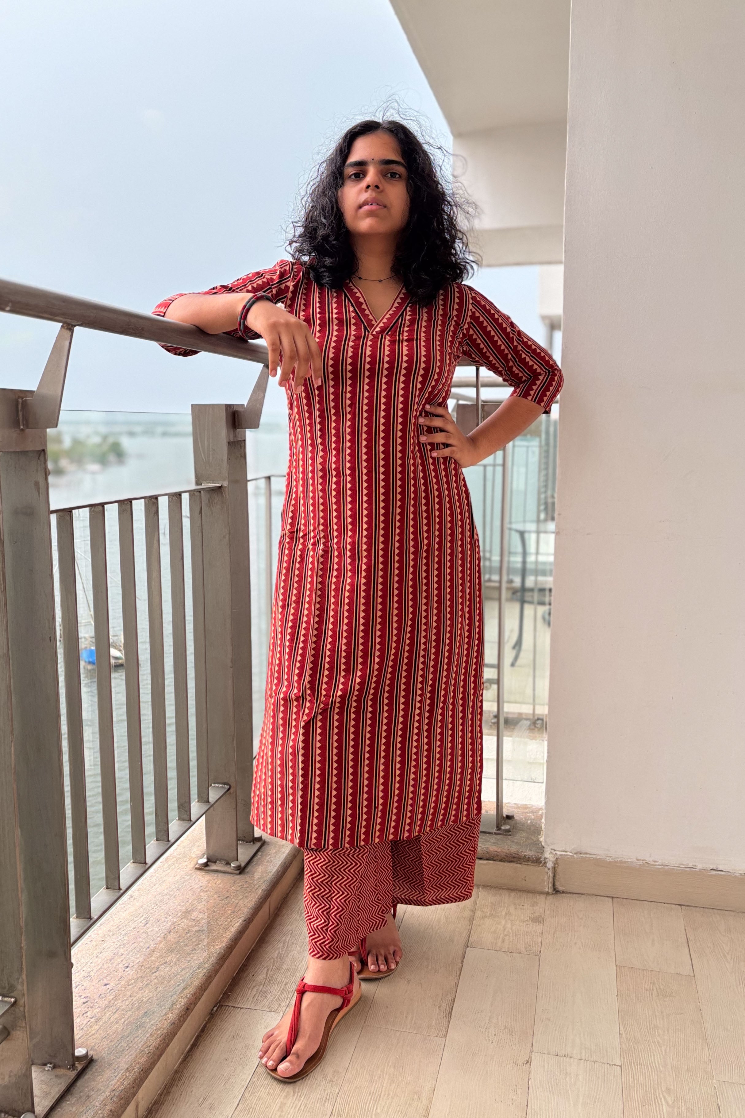 Varagini Madder Red Straight Cut Kurta