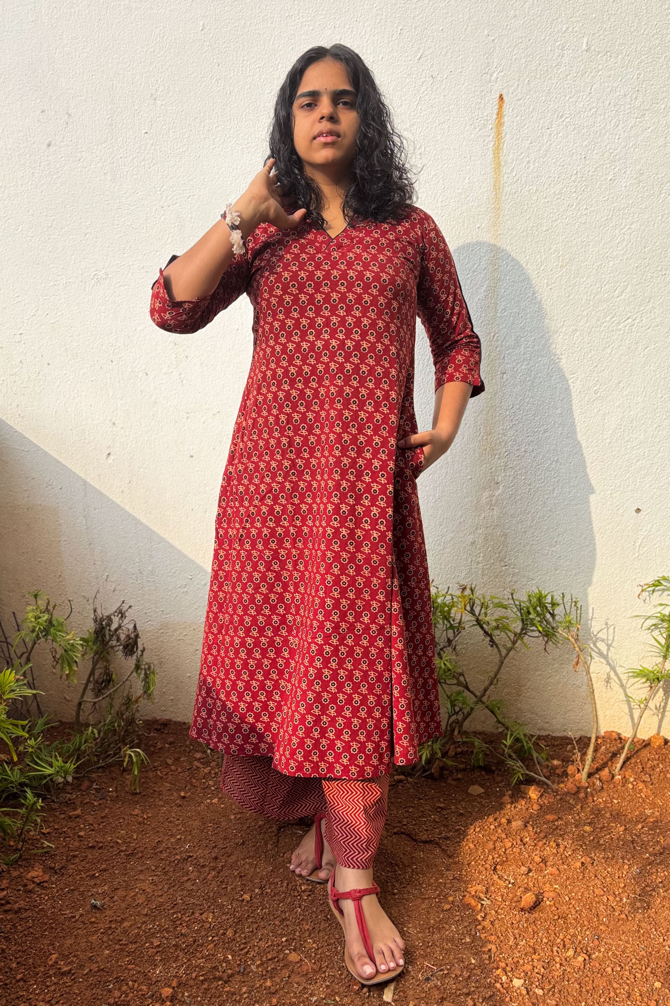 Mrinali Madder Red Aline Dress