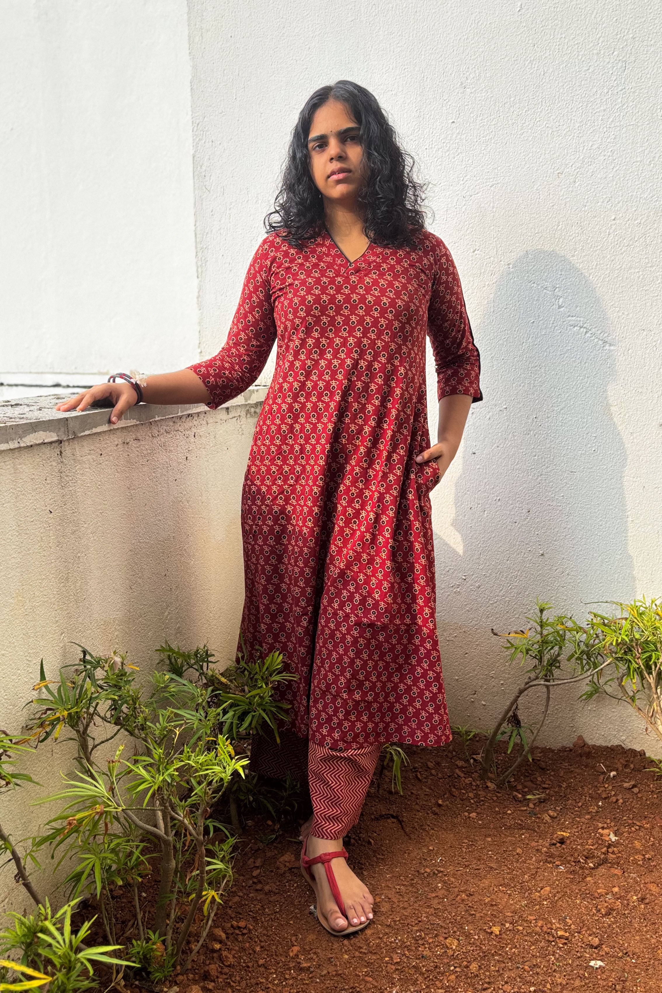 Mrinali Madder Red Aline Dress