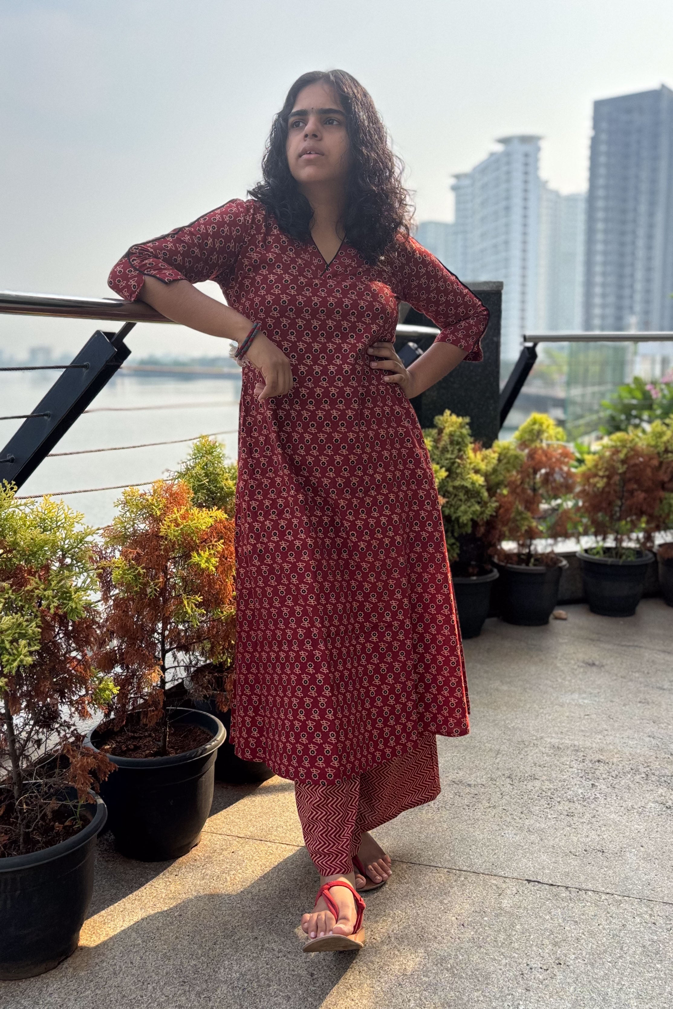 Mrinali Madder Red Aline Dress