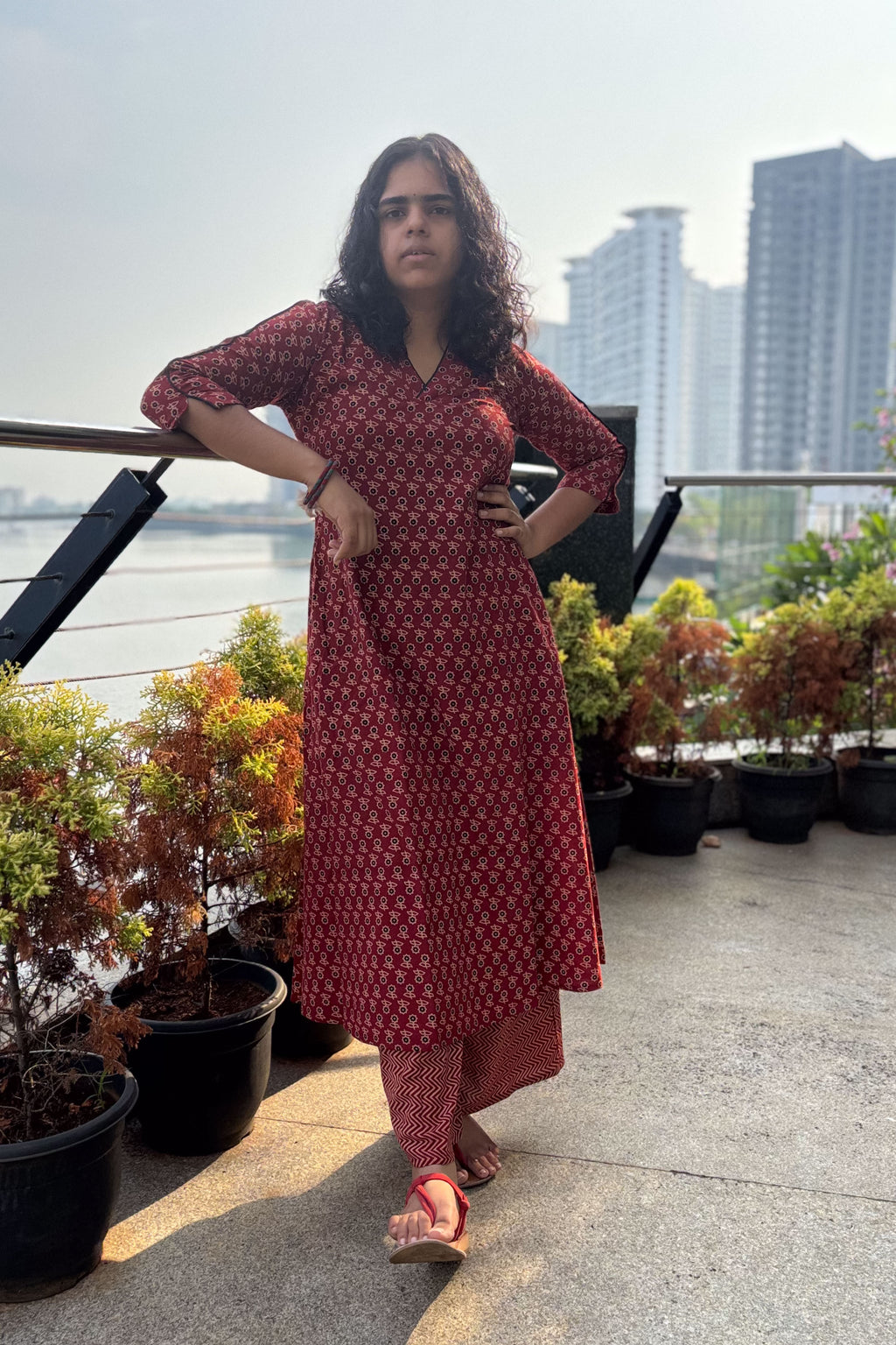 Mrinali Madder Red Aline Dress