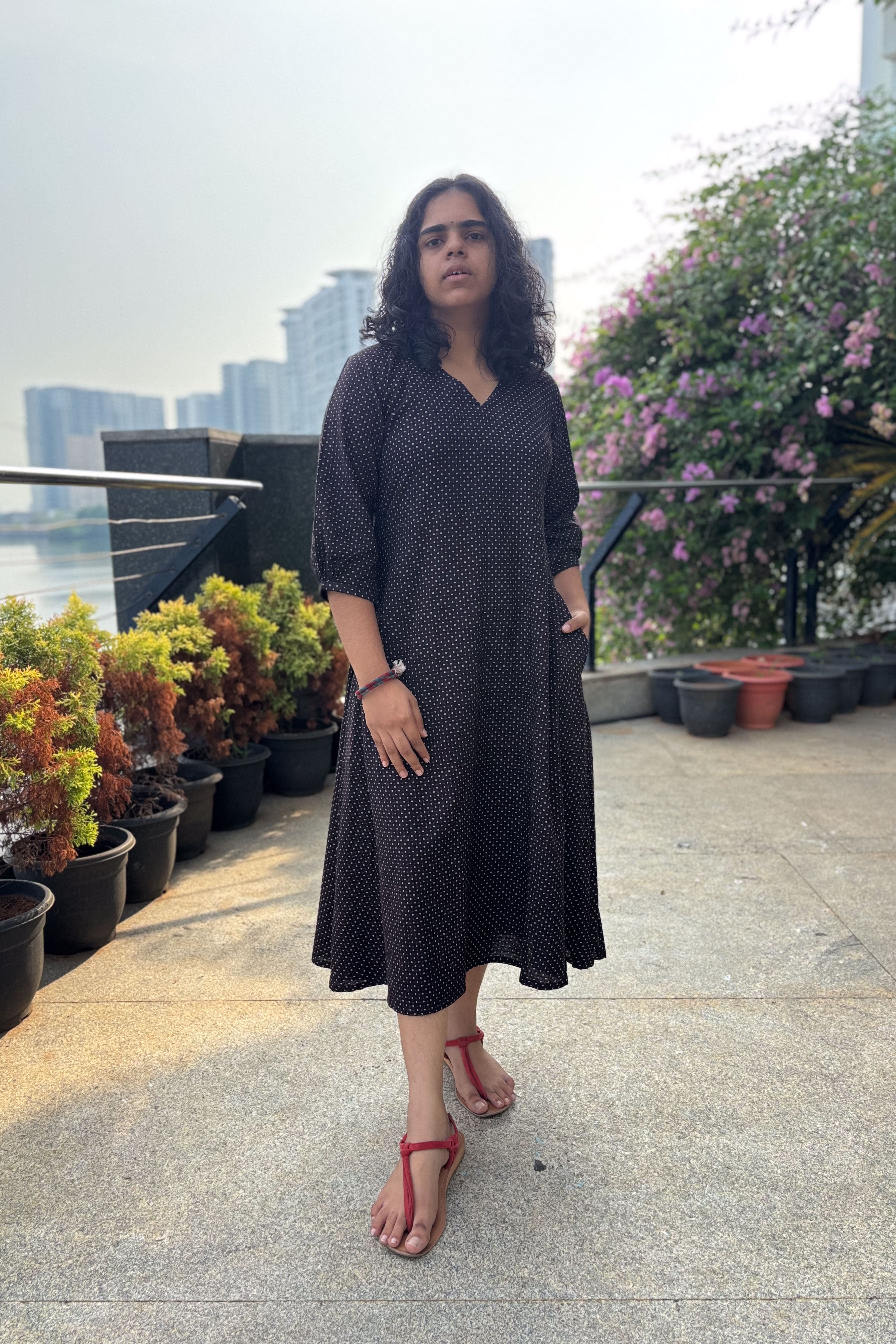 Taarika Black Aline Naturally Dyed Pure Cotton Dress- Lobha Deepthis Taarika Black Aline Naturally Dyed Pure Cotton Dress- Lobha Deepthis