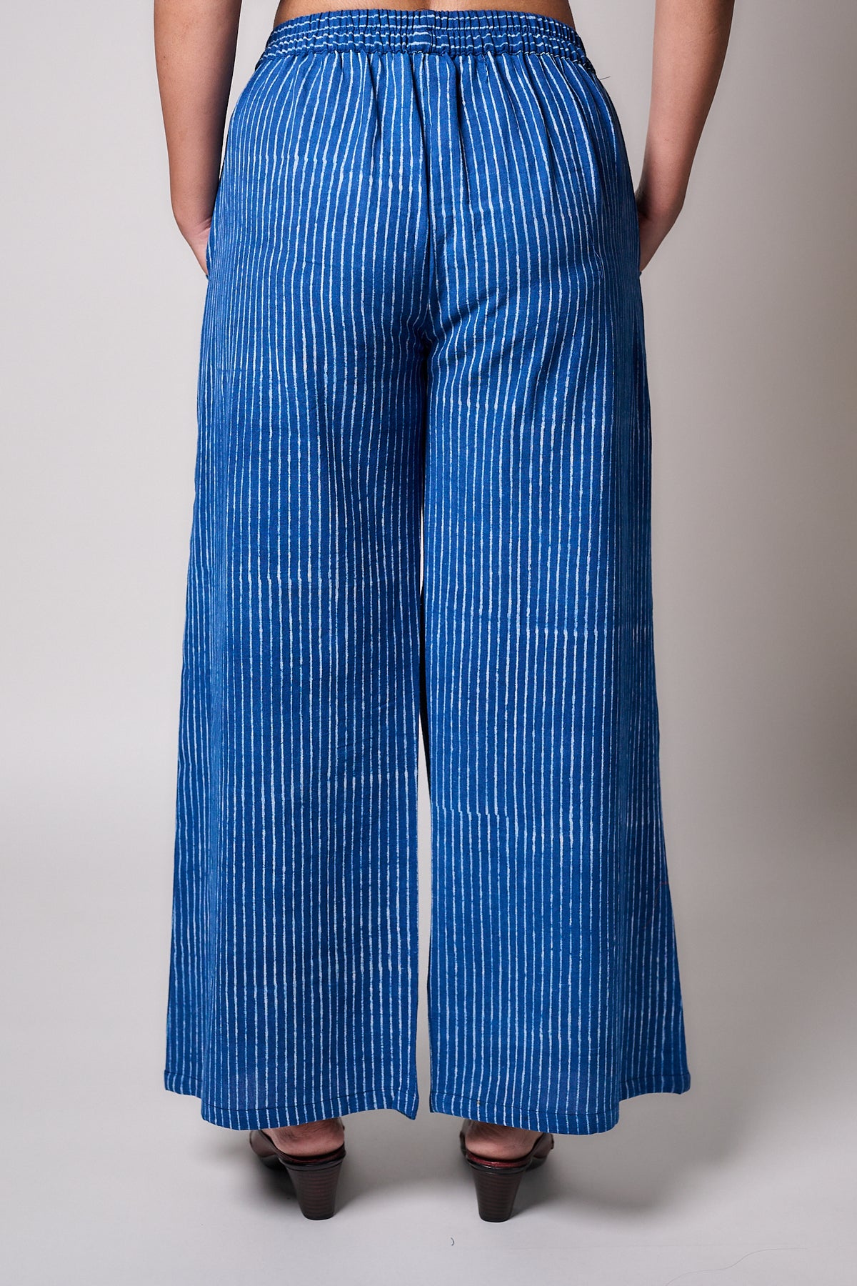 Indigo Stripes Ajrakh Cotton Slub Parallel Pants