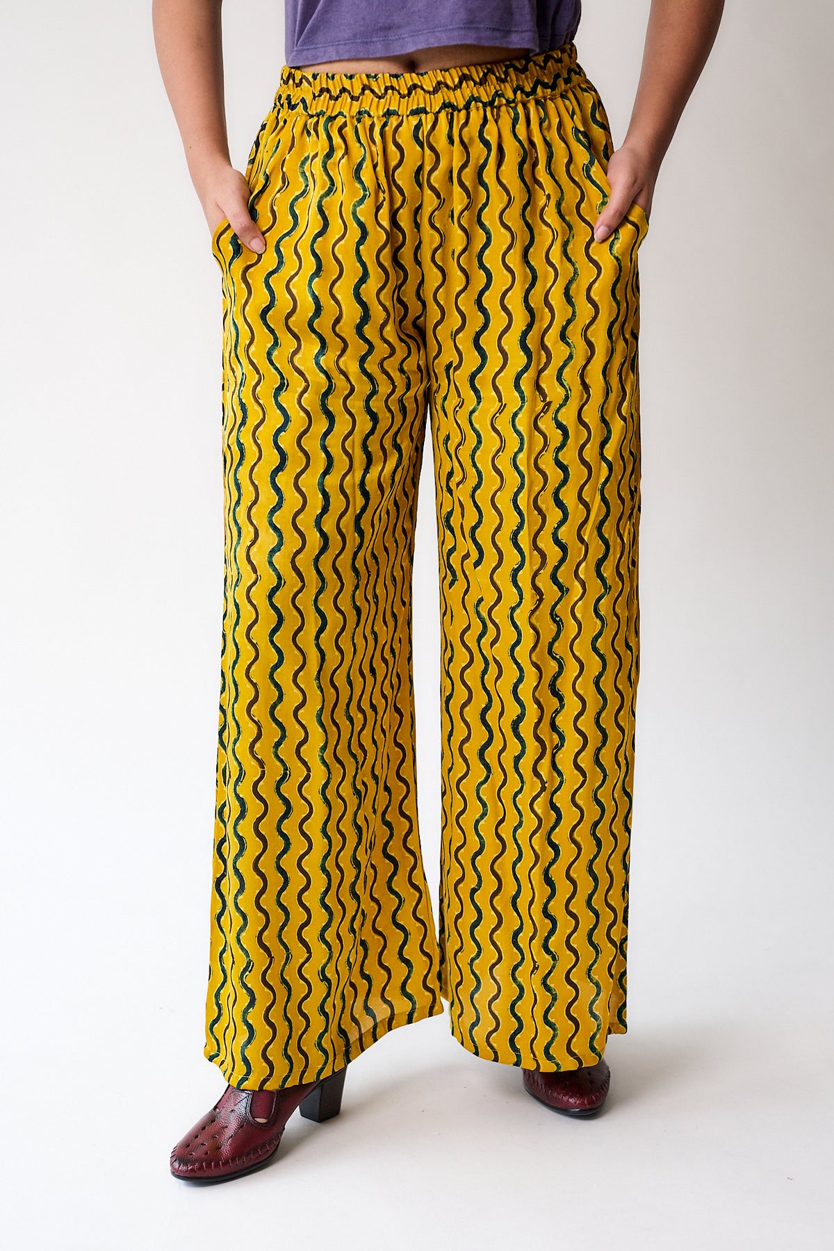Ravani Stripes Yellow Modal Parallel Pants