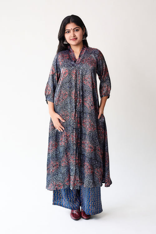 Zarveen Indigo Modal Ajrakh Dress