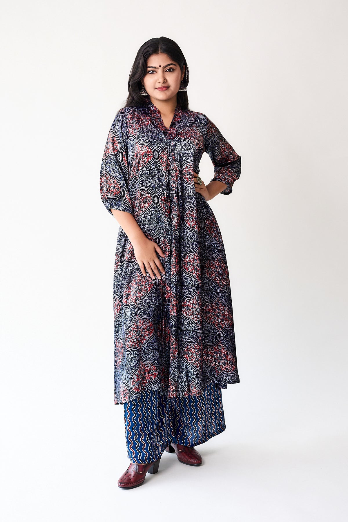Zarveen Indigo Modal Ajrakh Dress