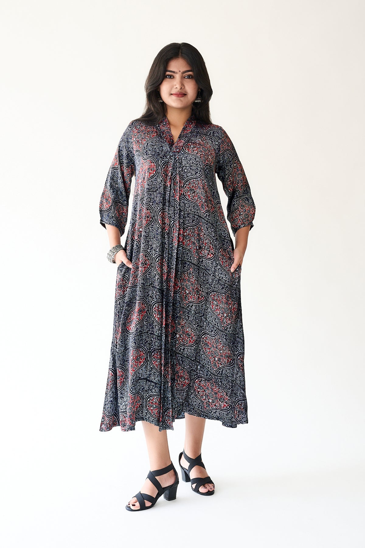 Zarveen Indigo Modal Ajrakh Dress