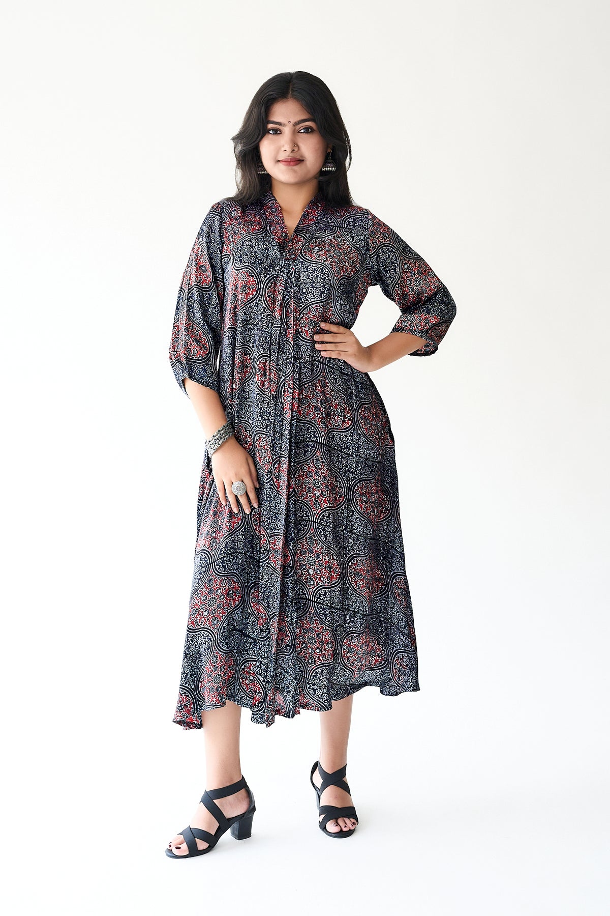 Zarveen Indigo Modal Ajrakh Dress