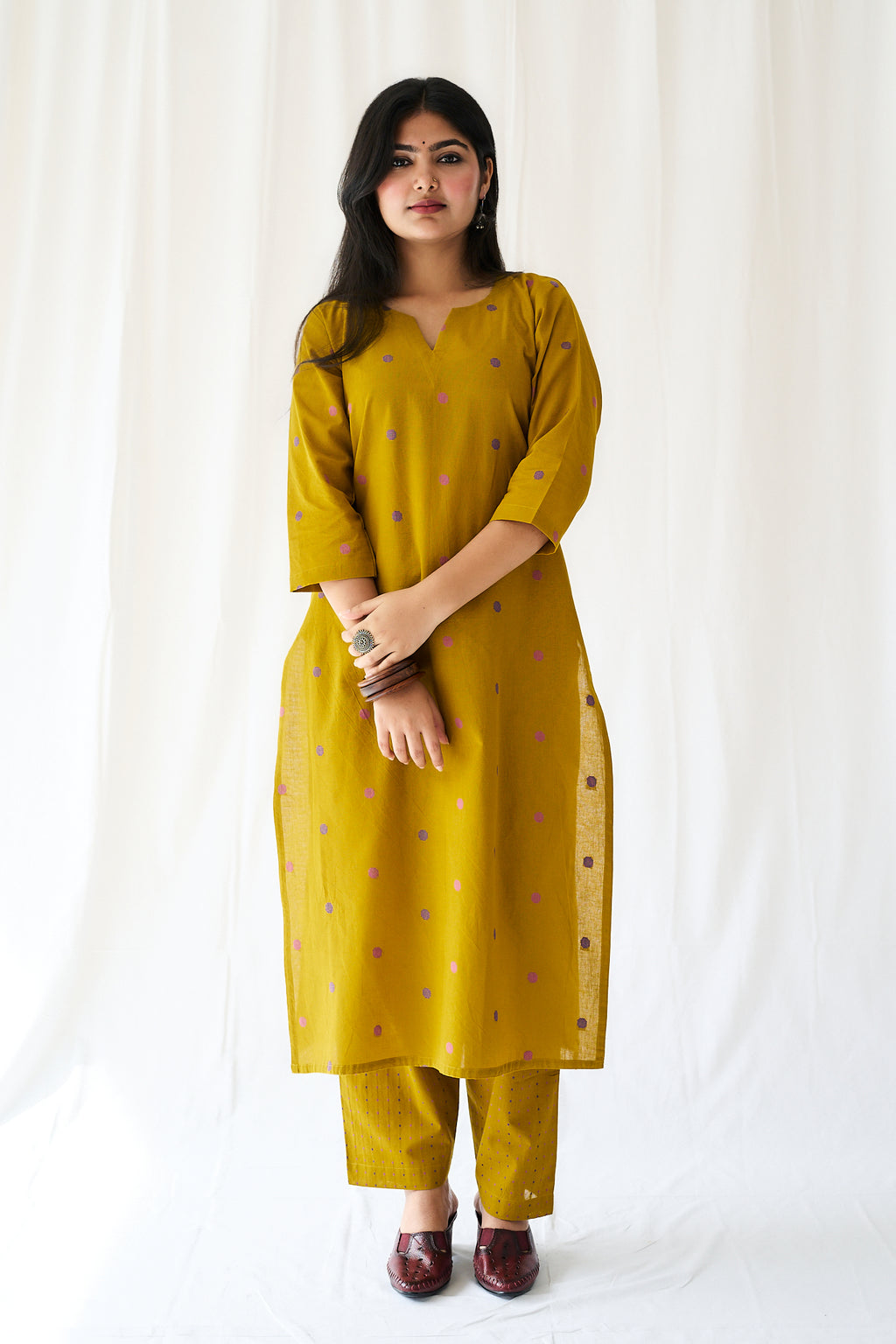 Set of 2- Ishira Yellow South Cotton Kurta & Pants Set