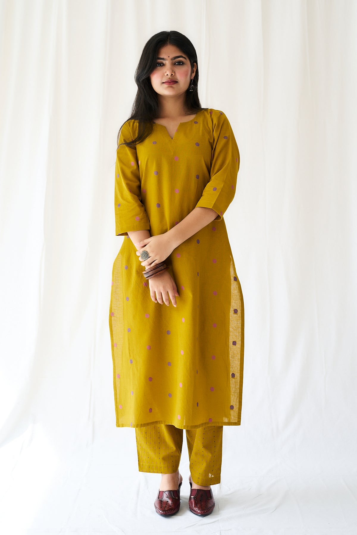 Set of 2- Ishira Yellow South Cotton Kurta & Pants Set