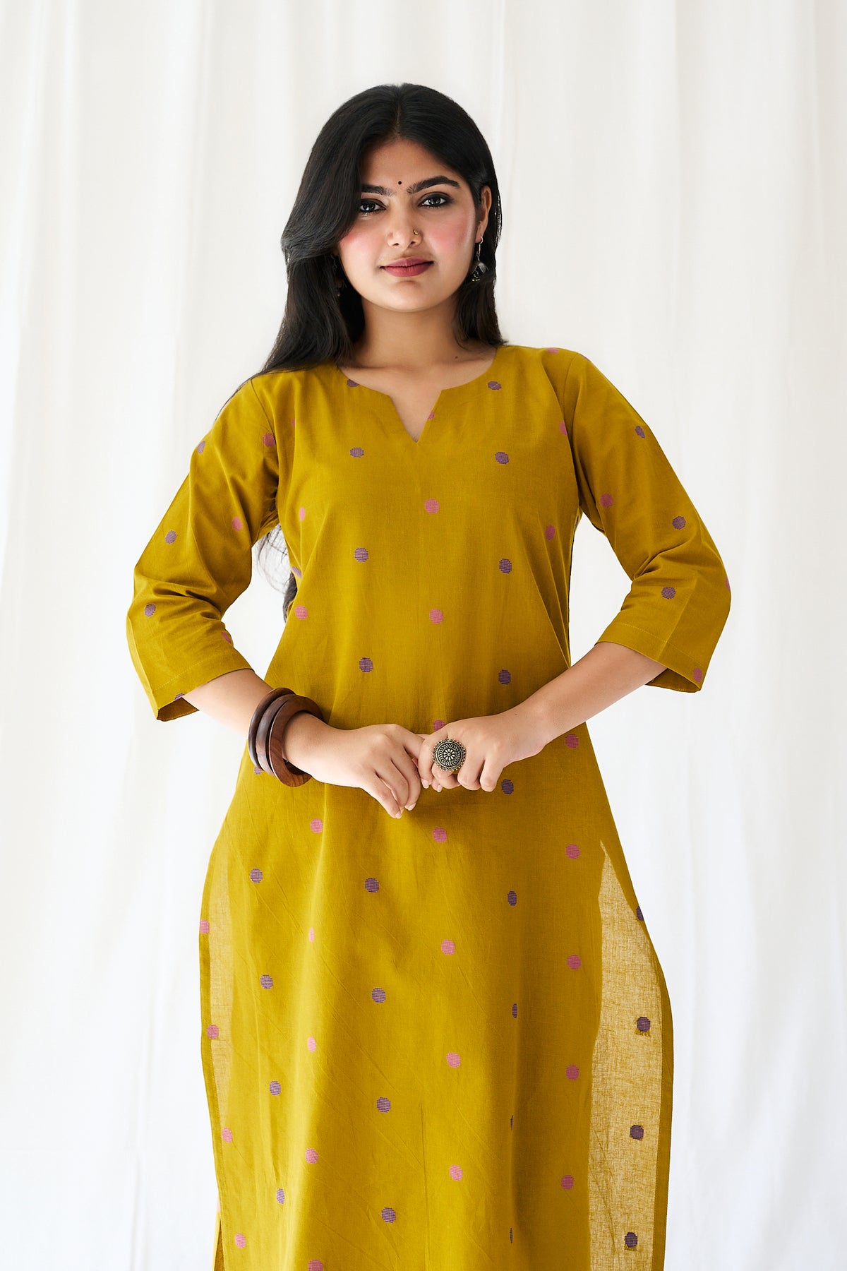 Set of 2- Ishira Yellow South Cotton Kurta & Pants Set