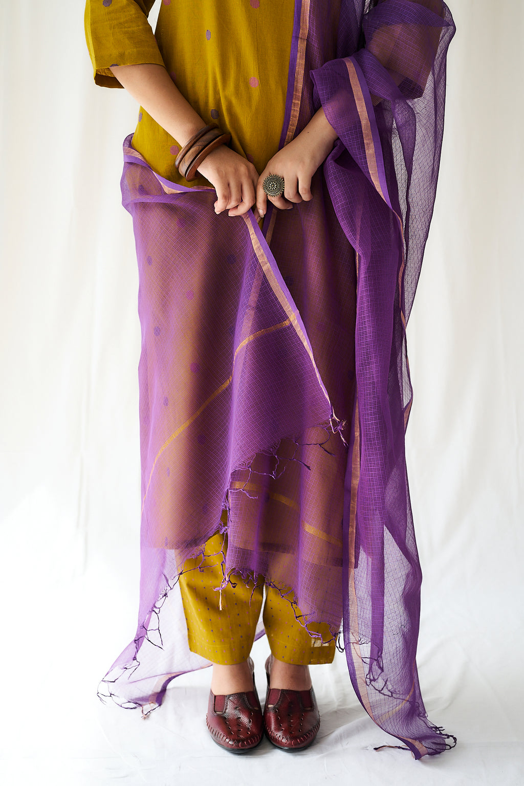 Lavender Plain Kota Doria Dupatta