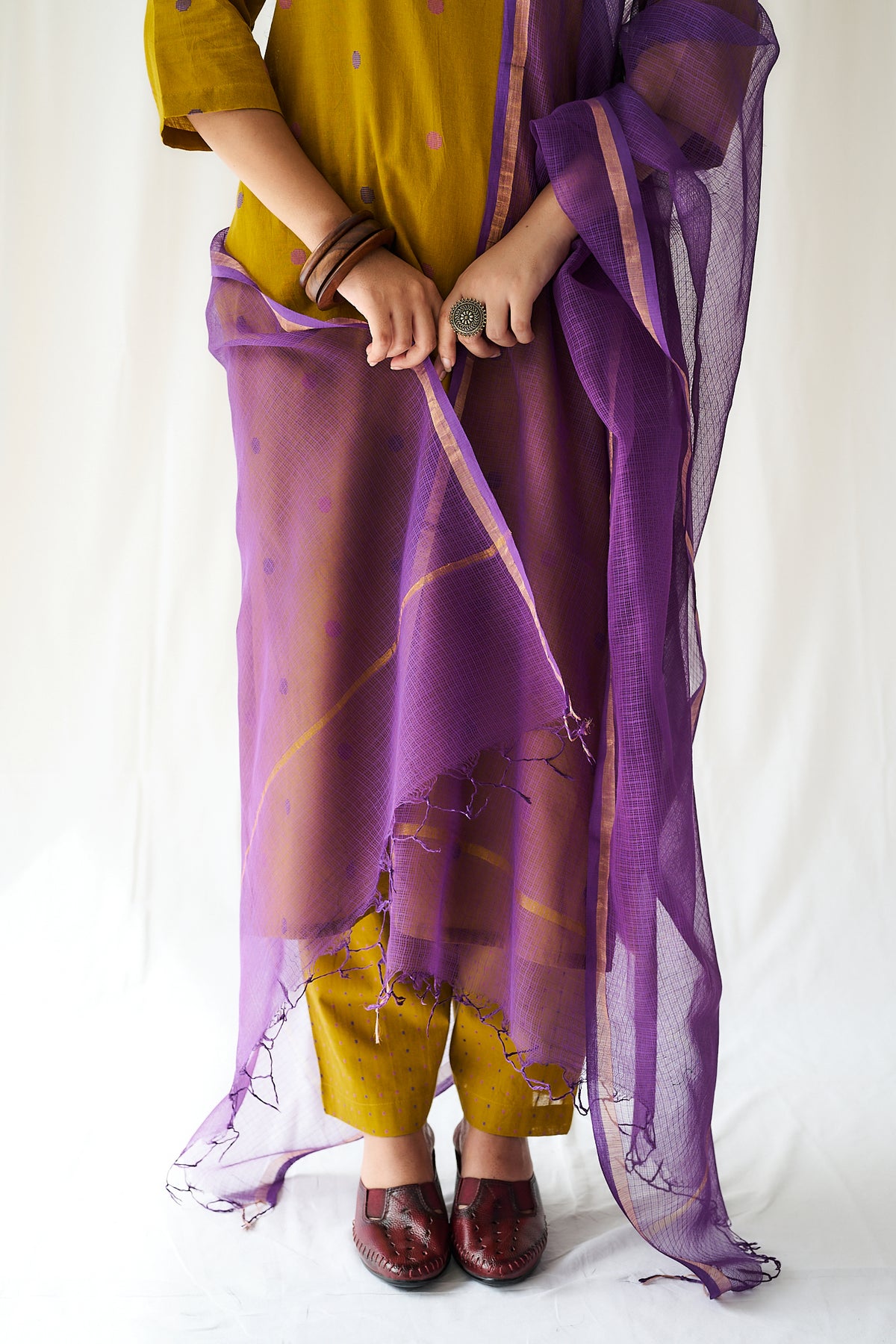 Lavender Plain Kota Doria Dupatta