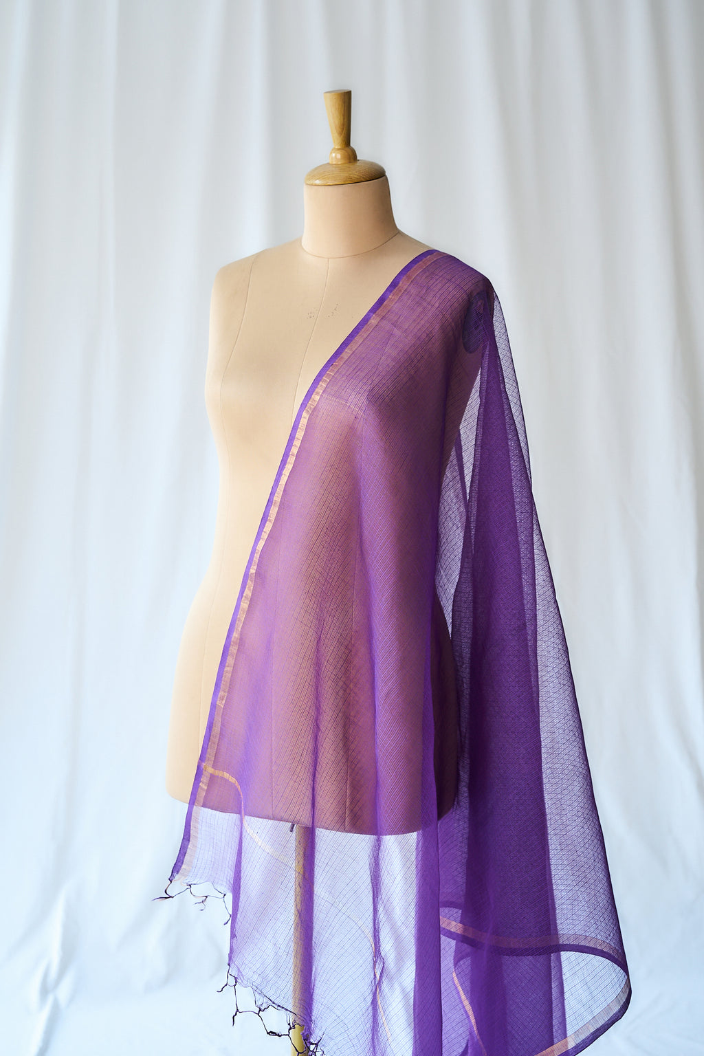 Lavender Plain Kota Doria Dupatta