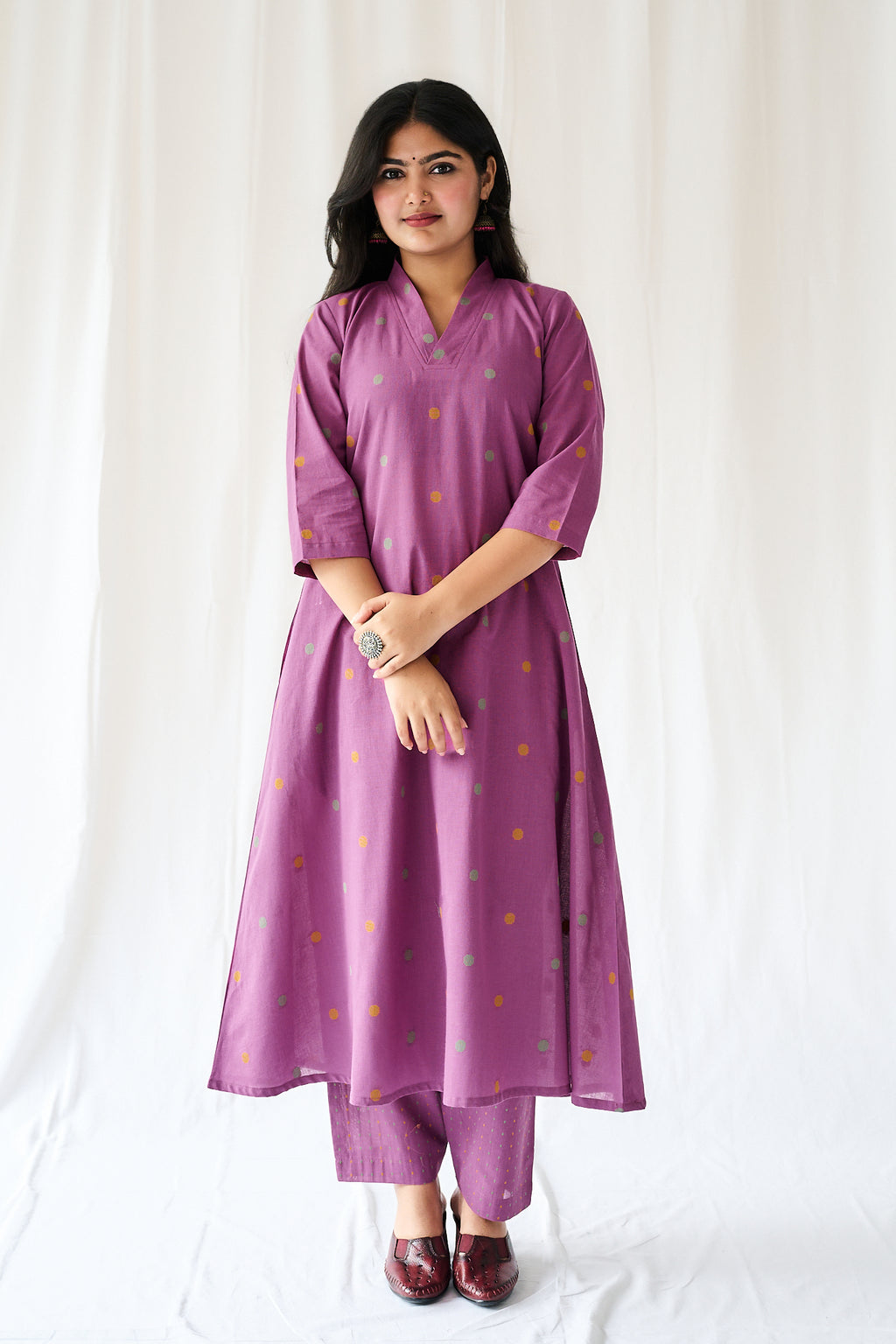 Set of 2- Ishira Pink South Cotton Kurta & Pants Set