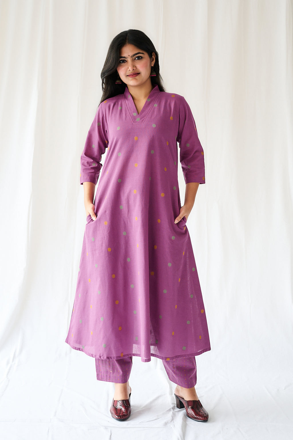 Set of 2- Ishira Pink South Cotton Kurta & Pants Set