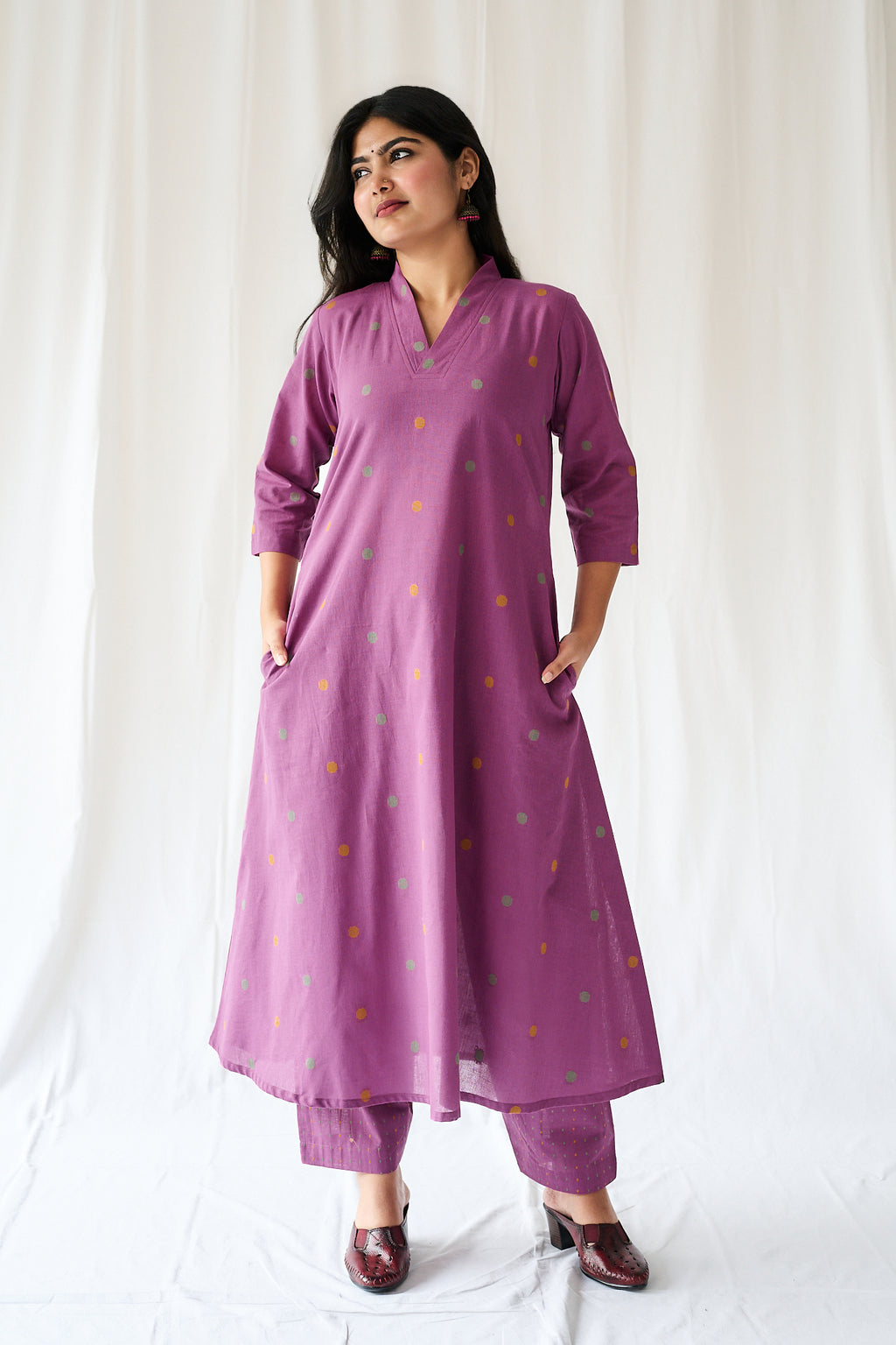 Set of 2- Ishira Pink South Cotton Kurta & Pants Set