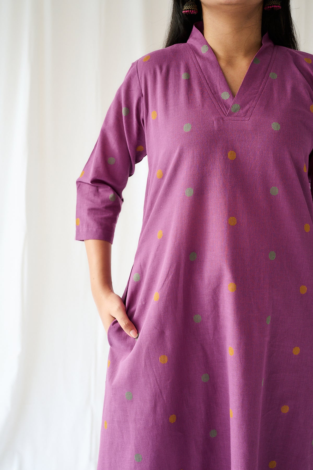 Set of 2- Ishira Pink South Cotton Kurta & Pants Set