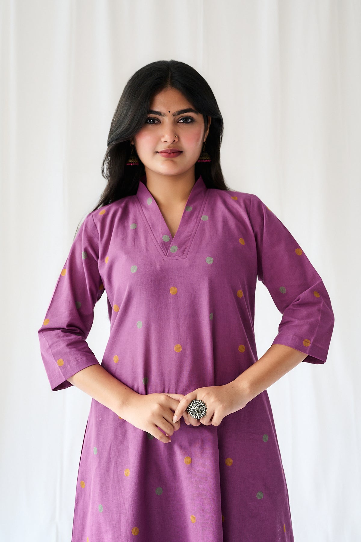 Set of 2- Ishira Pink South Cotton Kurta & Pants Set