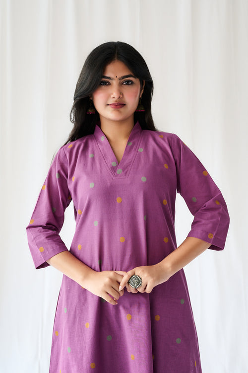 Set of 2- Ishira Pink South Cotton Kurta & Pants Set