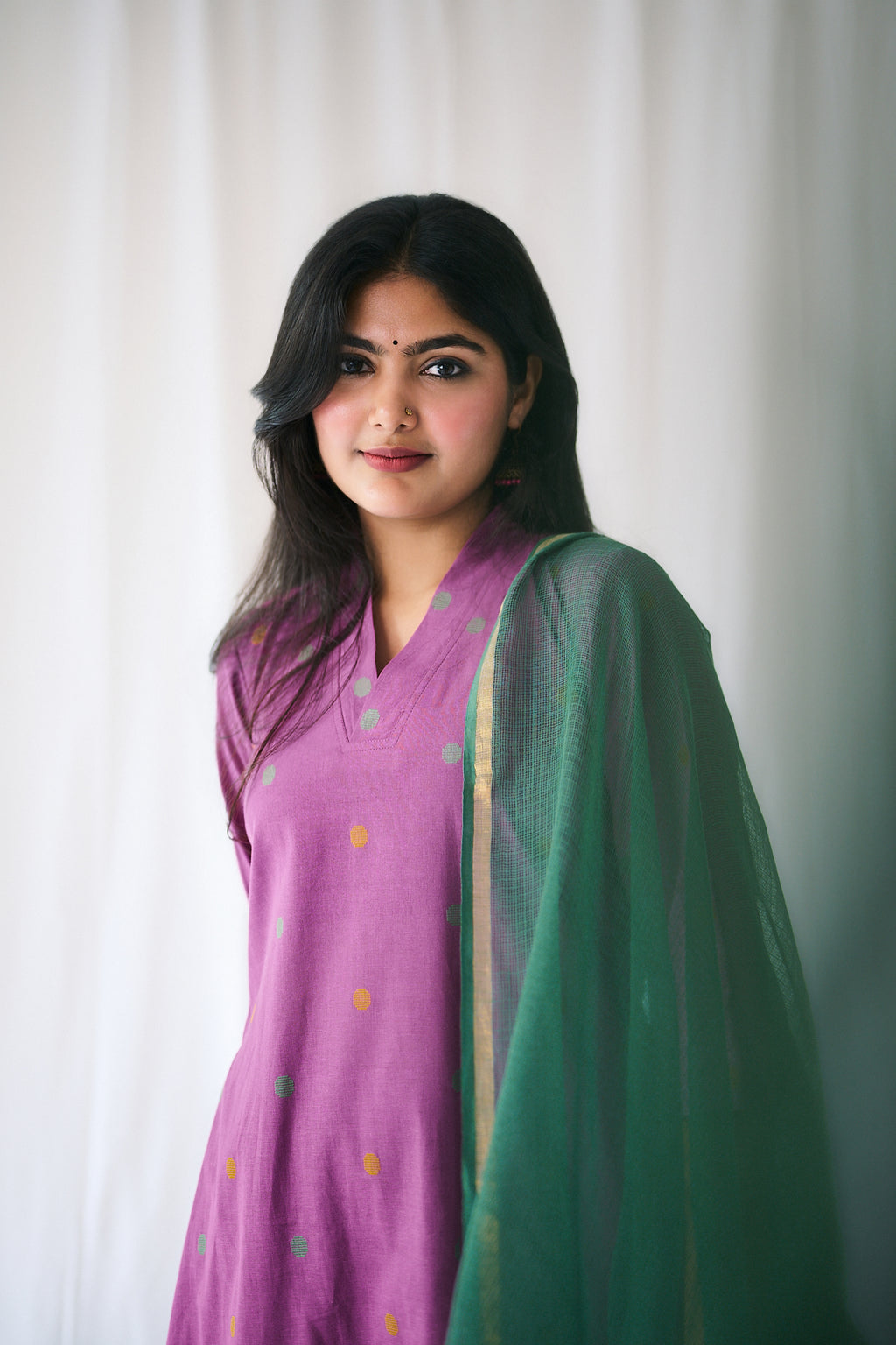 Set of 2- Ishira Pink South Cotton Kurta & Pants Set