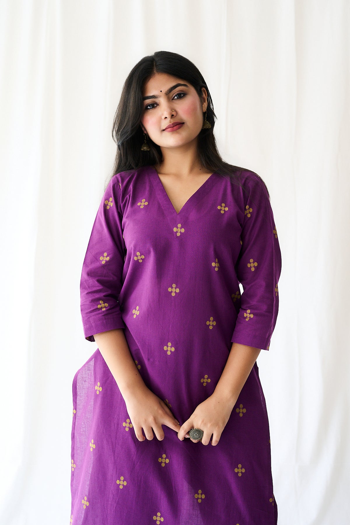 Set of 2- Mireya Purple South Cotton Kurta & Pants Set