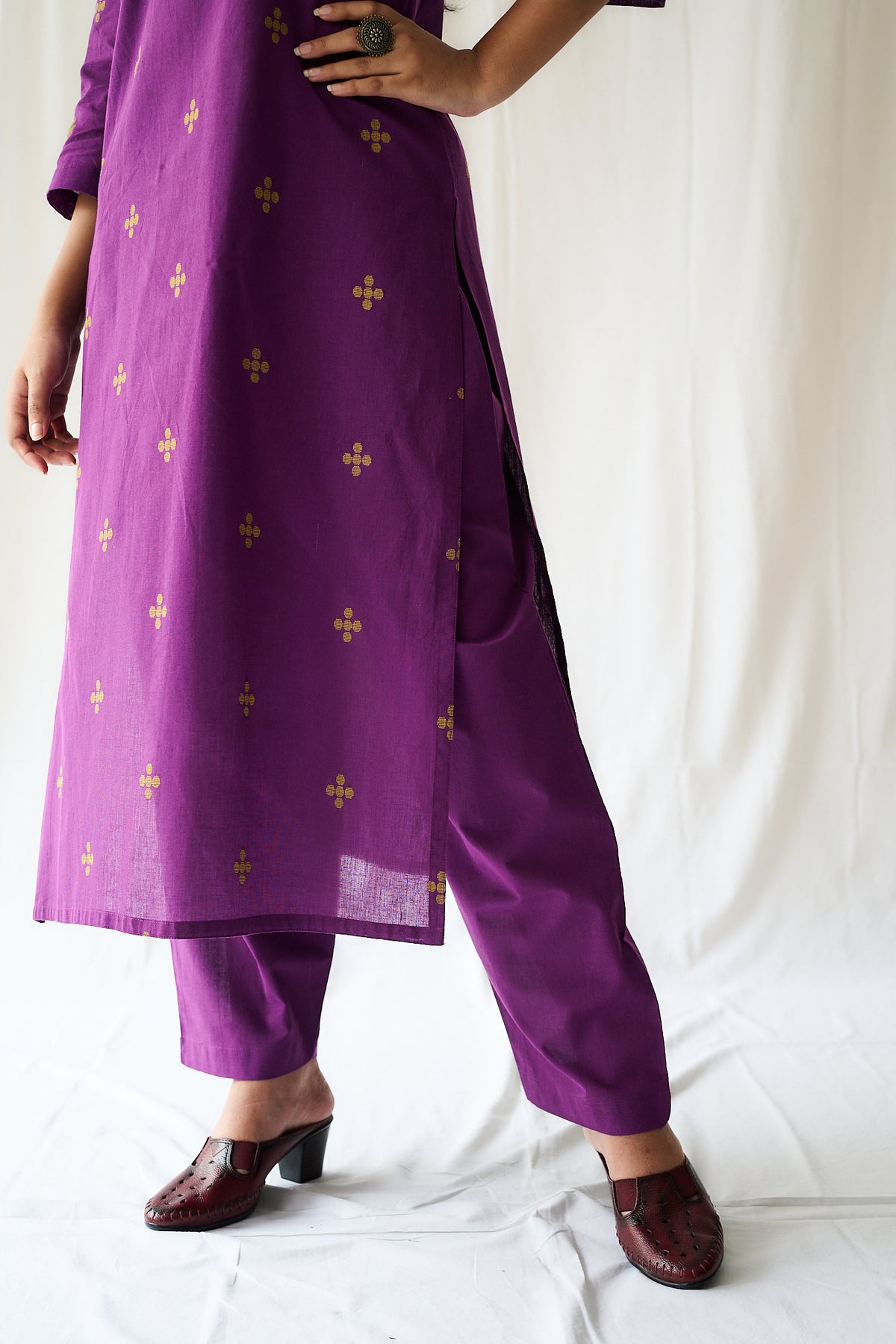 Set of 2- Mireya Purple South Cotton Kurta & Pants Set