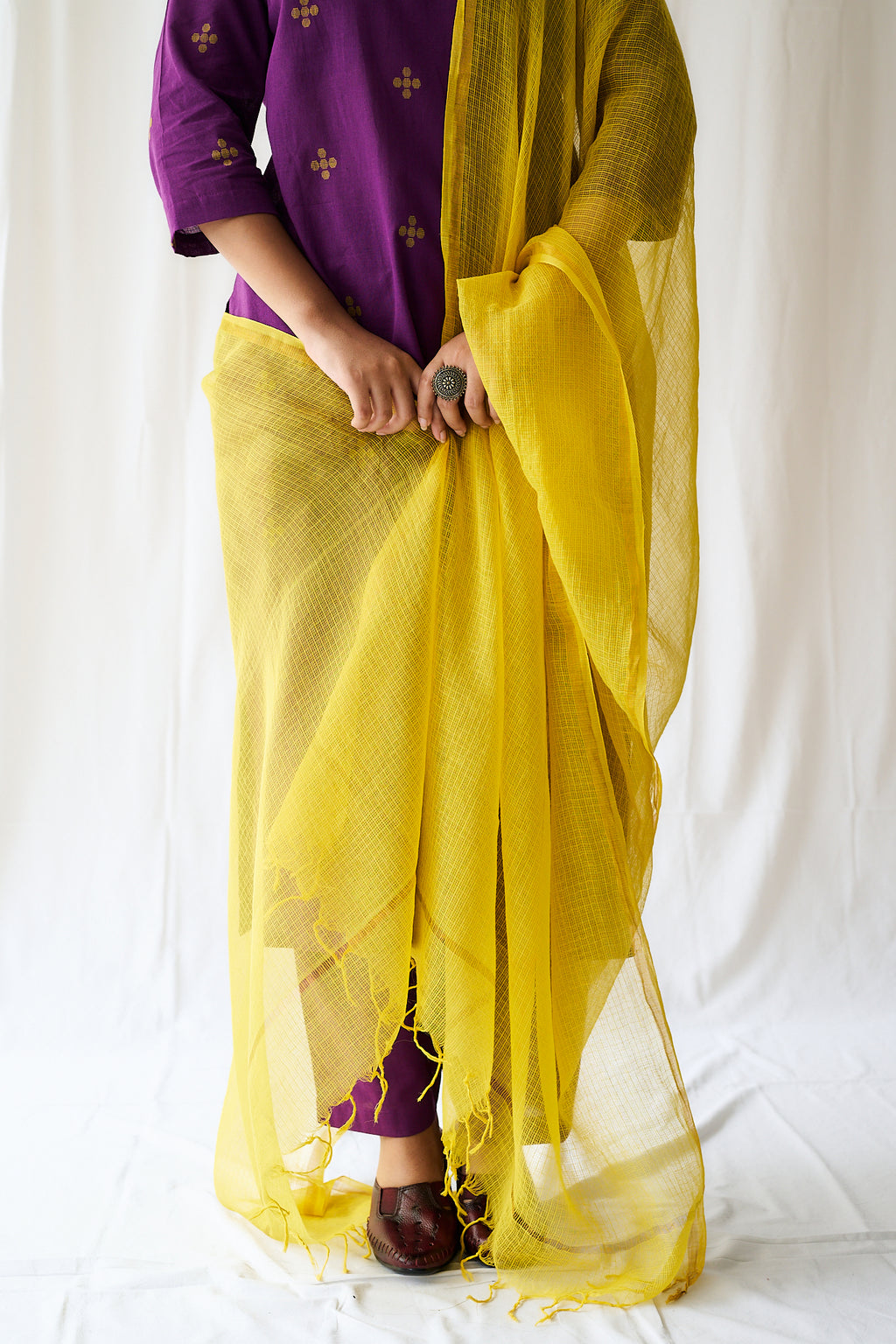 Set of 2- Mireya Purple South Cotton Kurta & Pants Set