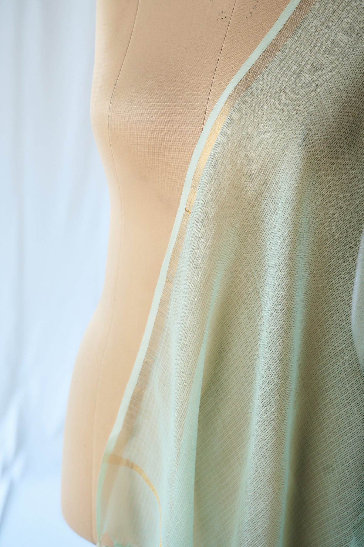Pista Green Plain Kota Doria Dupatta