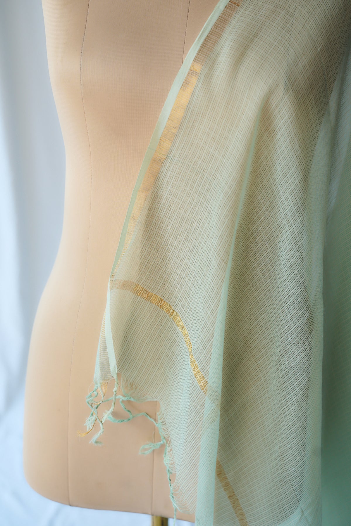 Pista Green Plain Kota Doria Dupatta
