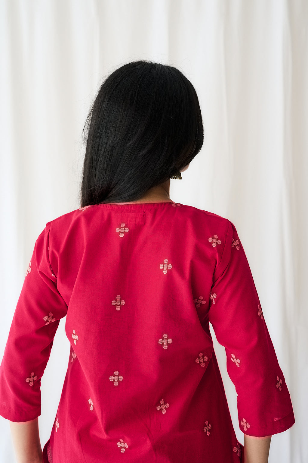 Set of 2- Mireya Red South Cotton Kurta & Pants Set