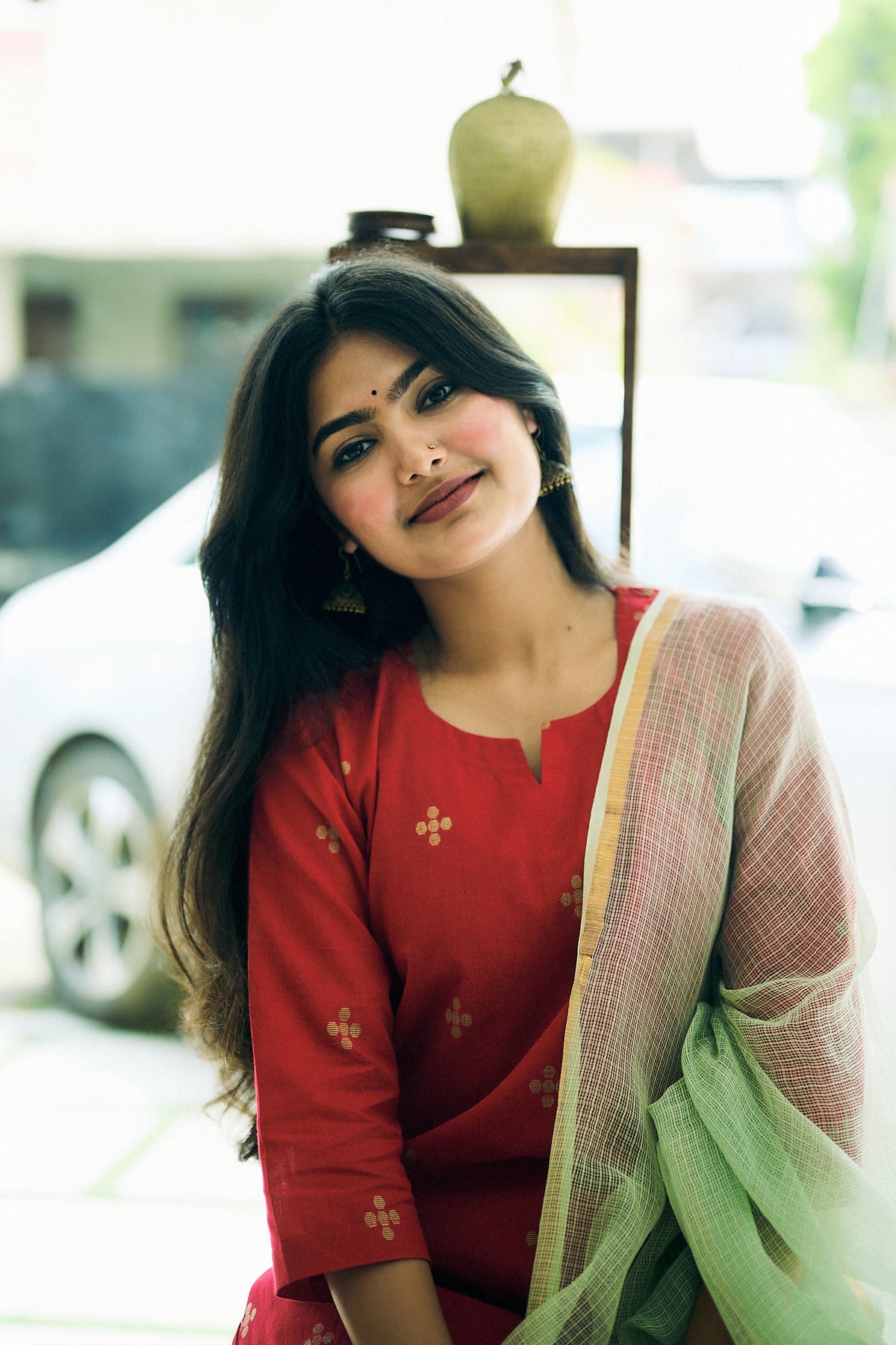 Set of 2- Mireya Red South Cotton Kurta & Pants Set